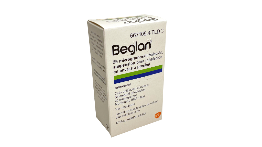 BEGLAN 25 microgramos/INHALACION SUSPENSION PARA INHALACION EN ENVASE A PRESION 1 INHALADOR 120 DOSIS