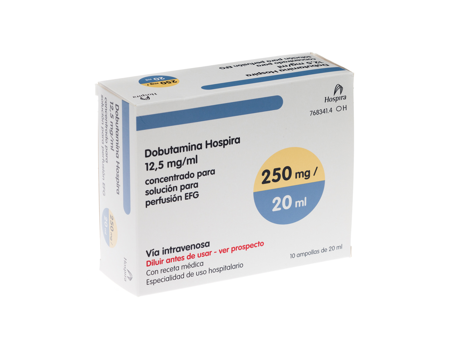 DOBUTAMINA HOSPIRA EFG 12,5 mg/m 10 AMPOLLAS CONCENTRADO PARA SOLUCION PARA PERFUSION 20 ml