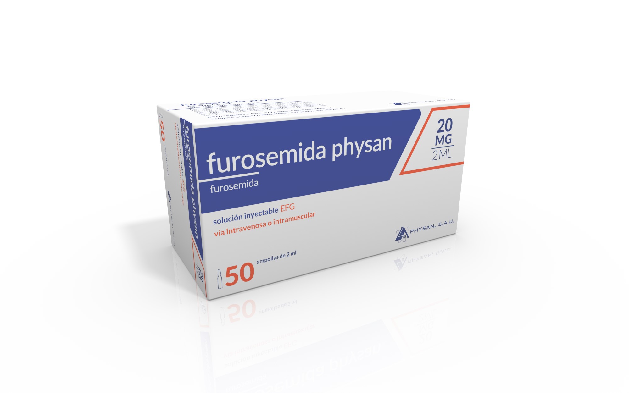 FUROSEMIDA PHYSAN EFG 20 mg 50 AMPOLLAS SOLUCION INYECTABLE 2 ml