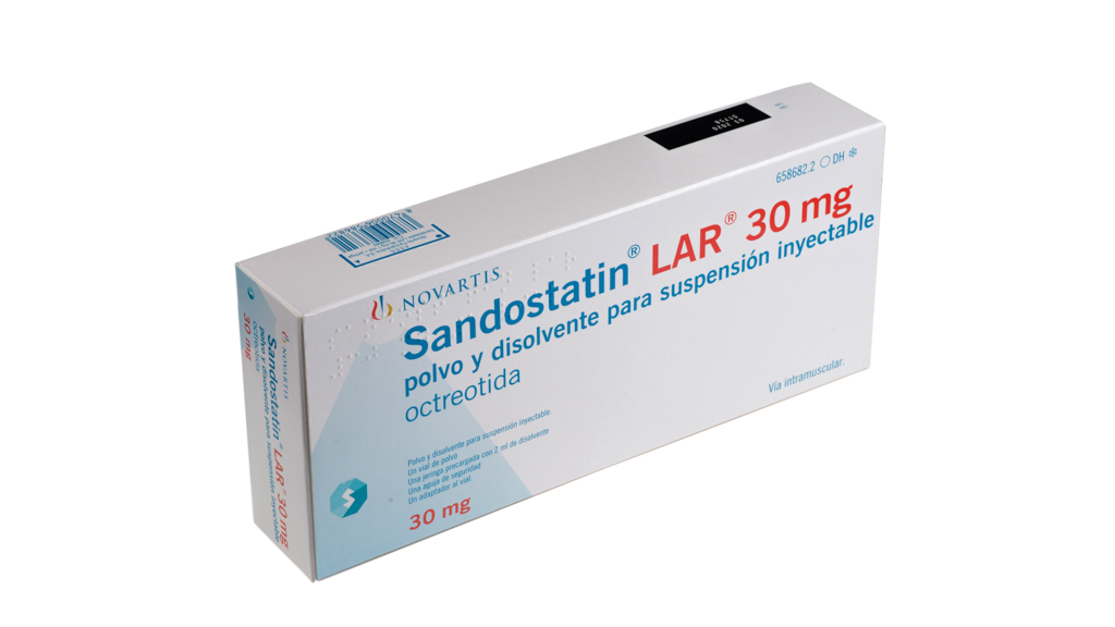 SANDOSTATIN LAR 30 mg 1 VIAL POLVO PARA SUSPENSION INYECTABLE + 1 JERINGA DISOLVENTE + 1 AGUJA