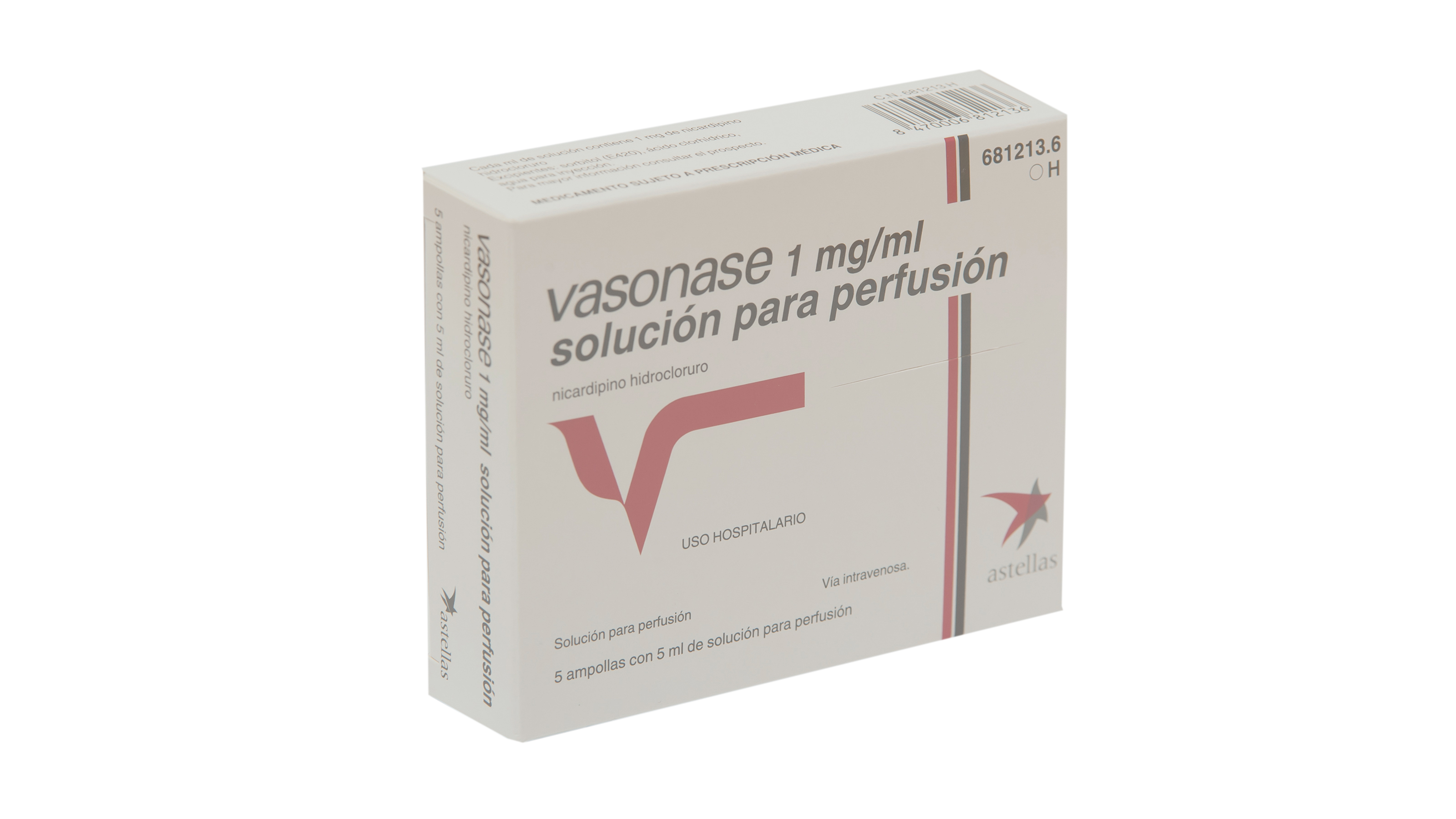 VASONASE 1 mg/ml 5 AMPOLLAS SOLUCION PARA PERFUSION 5 ml