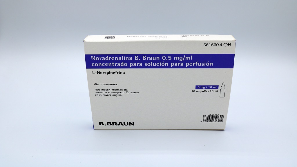 NORADRENALINA B. BRAUN 0,5 mg/ml 10 AMPOLLAS CONCENTRADO PARA SOLUCION PARA PERFUSION 10 ml