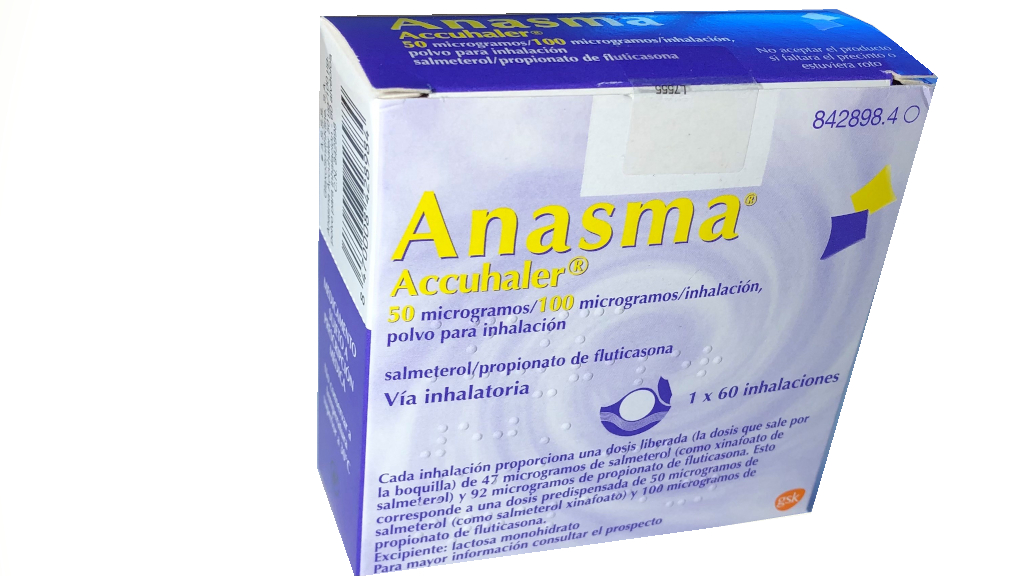 ANASMA ACCUHALER 50/100 microgramos/INHALACION POLVO PARA INHALACION 1 INHALADOR 60 DOSIS