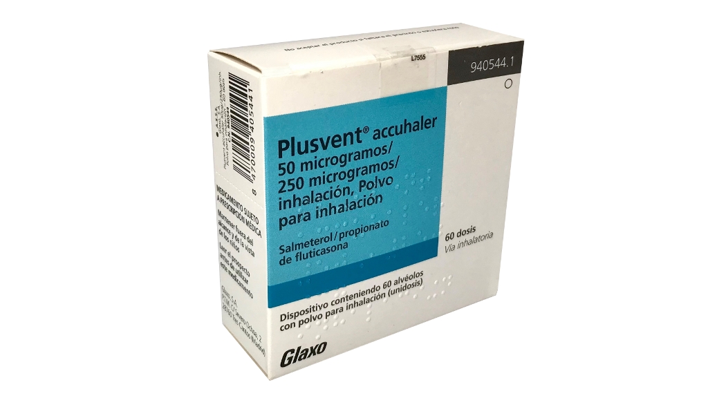 PLUSVENT ACCUHALER 50/250 microgramos/INHALACION POLVO PARA INHALACION 1 INHALADOR 60 DOSIS