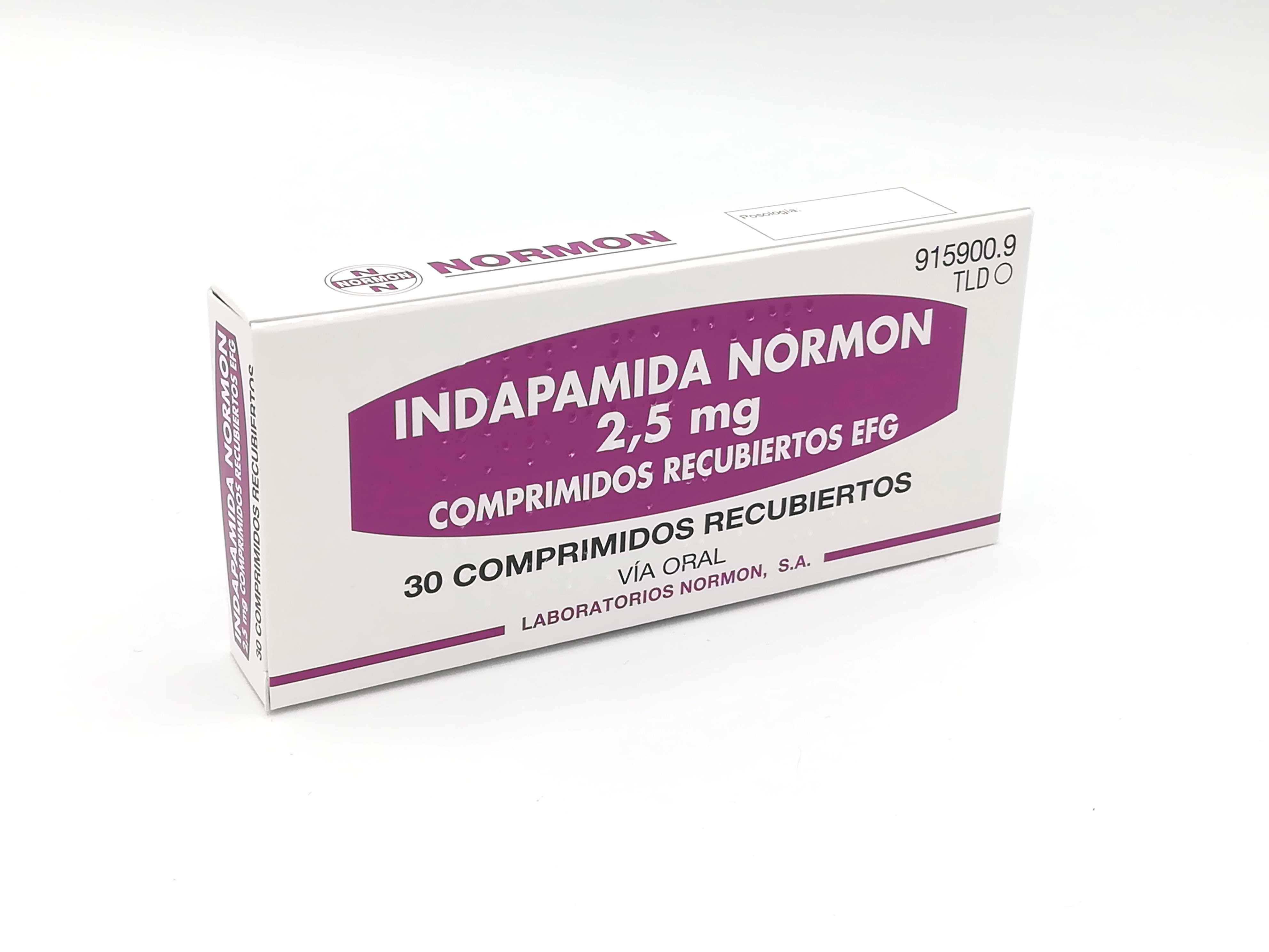 INDAPAMIDA NORMON EFG 2,5 mg 30 COMPRIMIDOS RECUBIERTOS