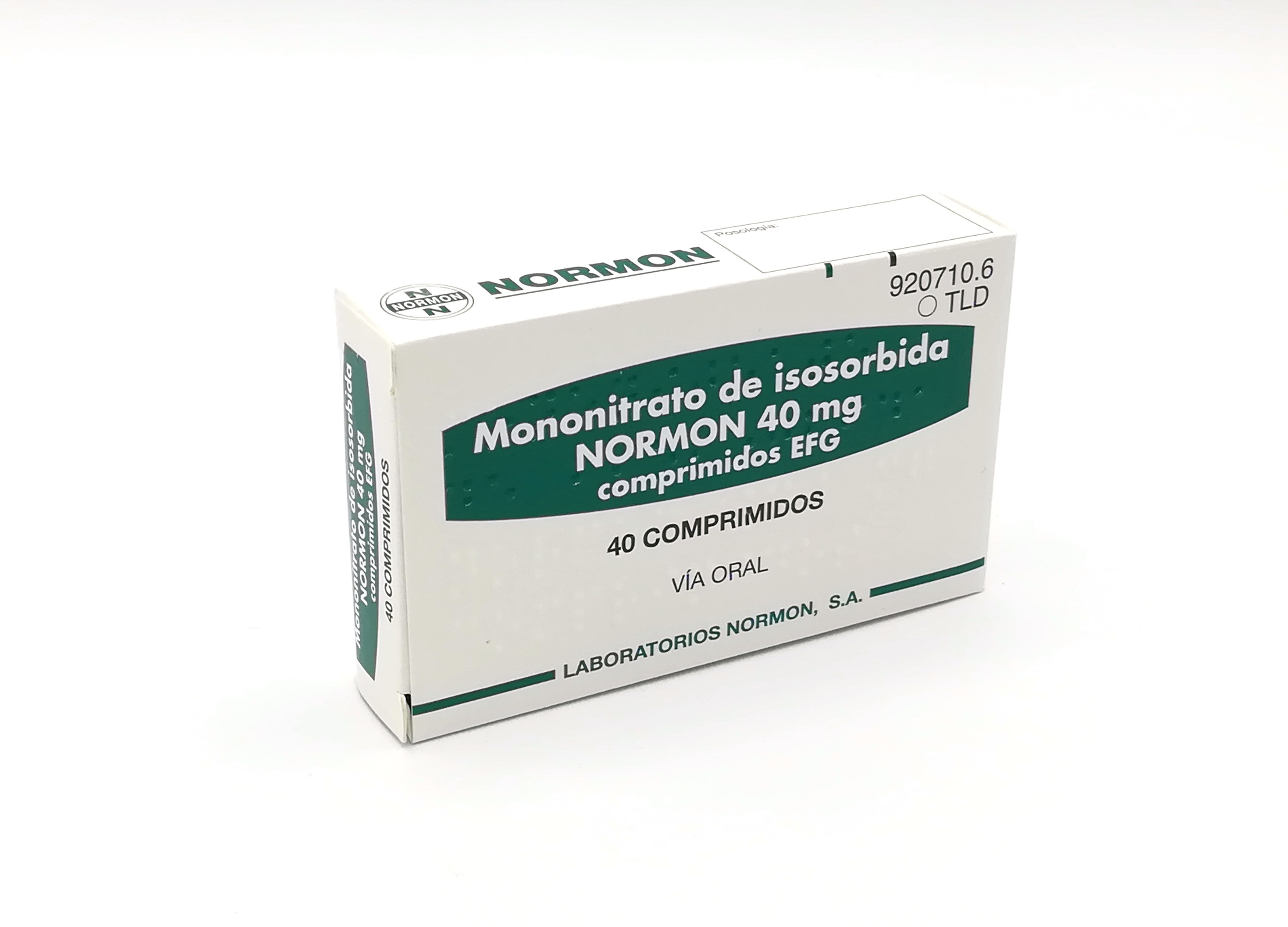 MONONITRATO DE ISOSORBIDA NORMON EFG 40 mg 40 COMPRIMIDOS