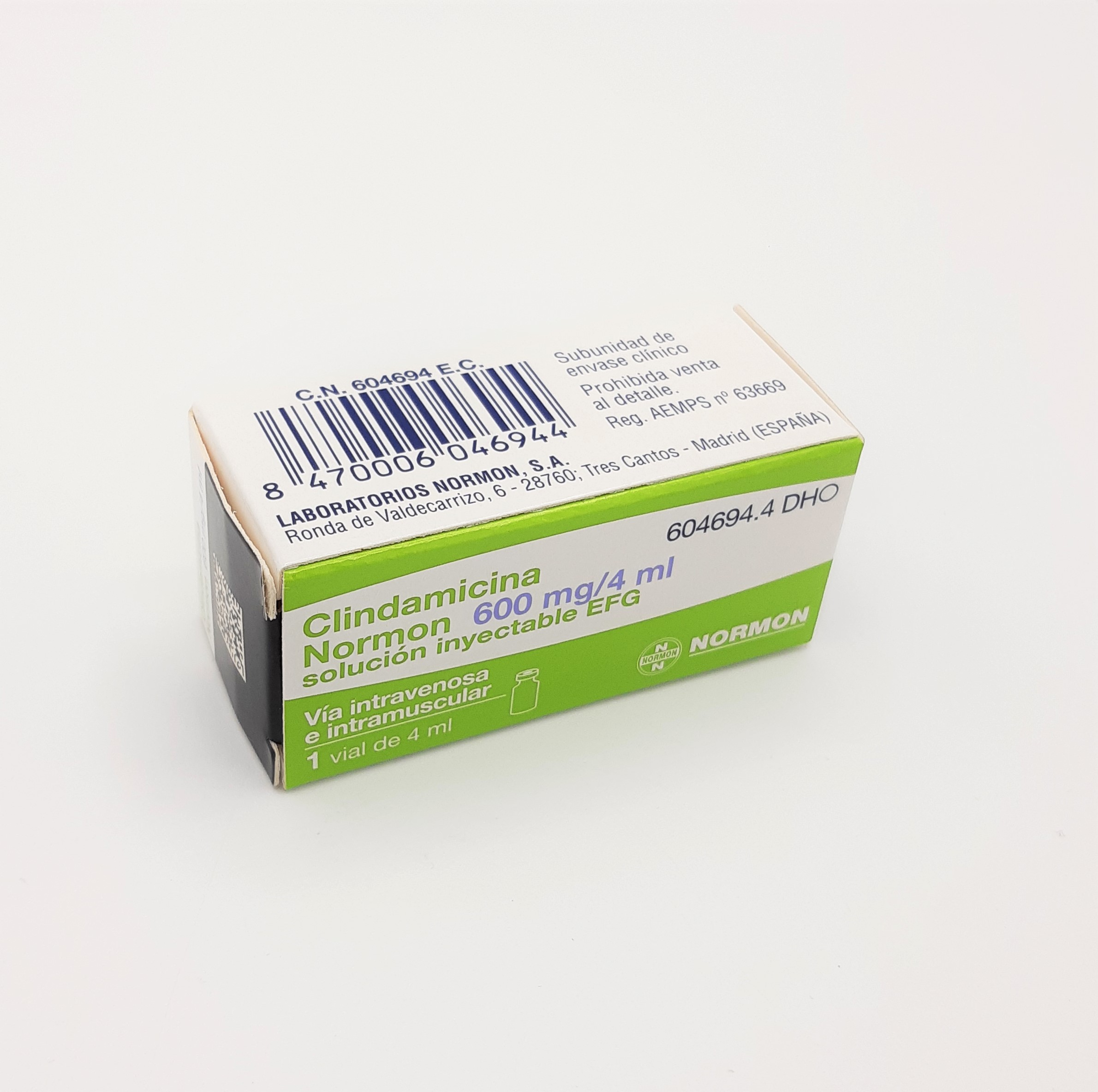 CLINDAMICINA NORMON EFG 600 mg 100 VIALES SOLUCION INYECTABLE 4 ml -  Farmacéuticos