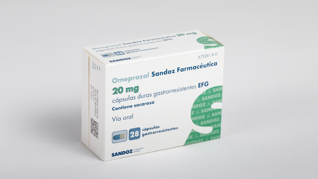 OMEPRAZOL SANDOZ FARMACEUTICA EFG 20 mg 28 CAPSULAS GASTRORRESISTENTES BOTE