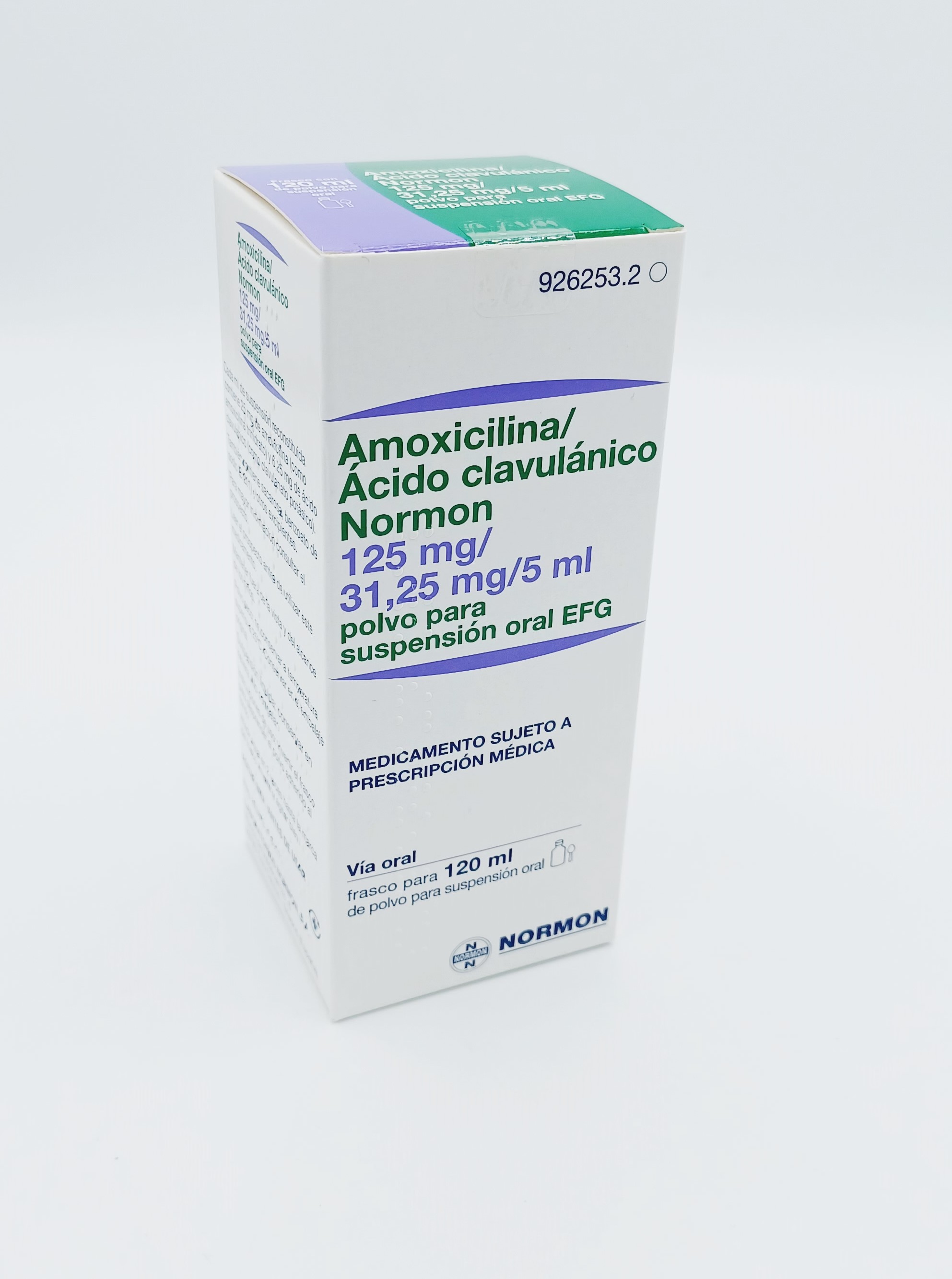 AMOXICILINA/ACIDO CLAVULANICO NORMON EFG 125 mg/5 ml + 31,25 mg/5 ml  POLVO PARA SUSPENSION ORAL 20 FRASCOS 120 ml