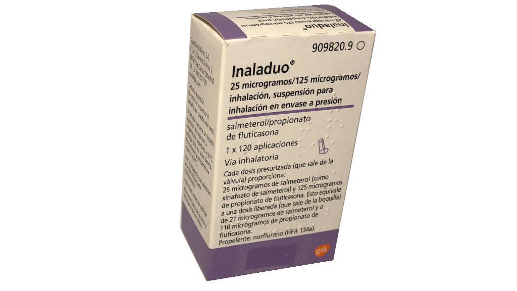 INALADUO 25/125 microgramos/INHALACION SUSPENSION PARA INHALACION EN ENVASE A PRESION 1 INHALADOR 120 DOSIS