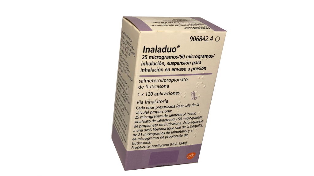 INALADUO 25/50 microgramos/INHALACION SUSPENSION PARA INHALACION EN ENVASE A PRESION 1 INHALADOR 120 DOSIS