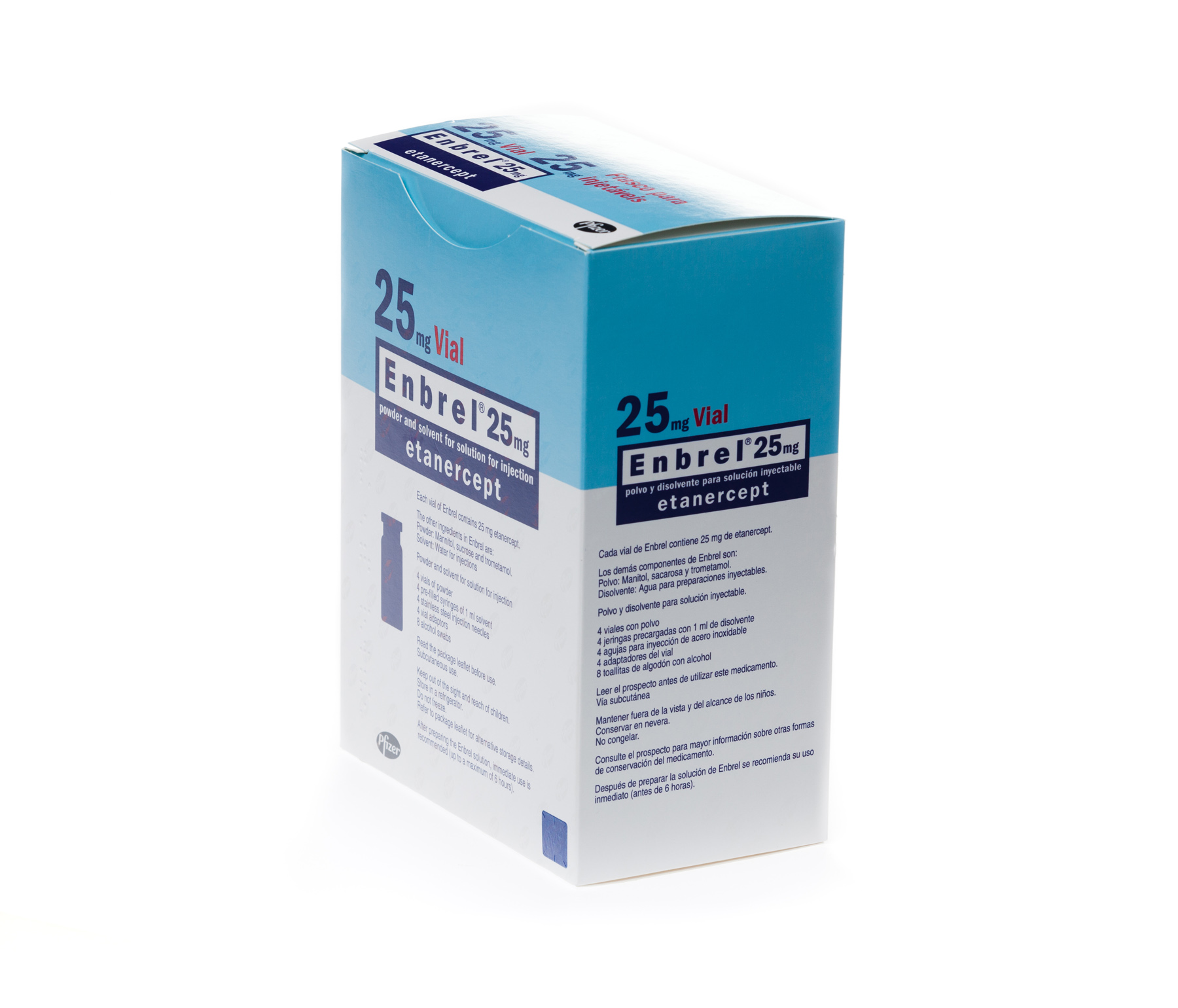 ENBREL 25 mg 4 VIALES POLVO PARA SOLUCION INYECTABLE + 4 JERINGAS PRECARGADAS DISOLVENTE