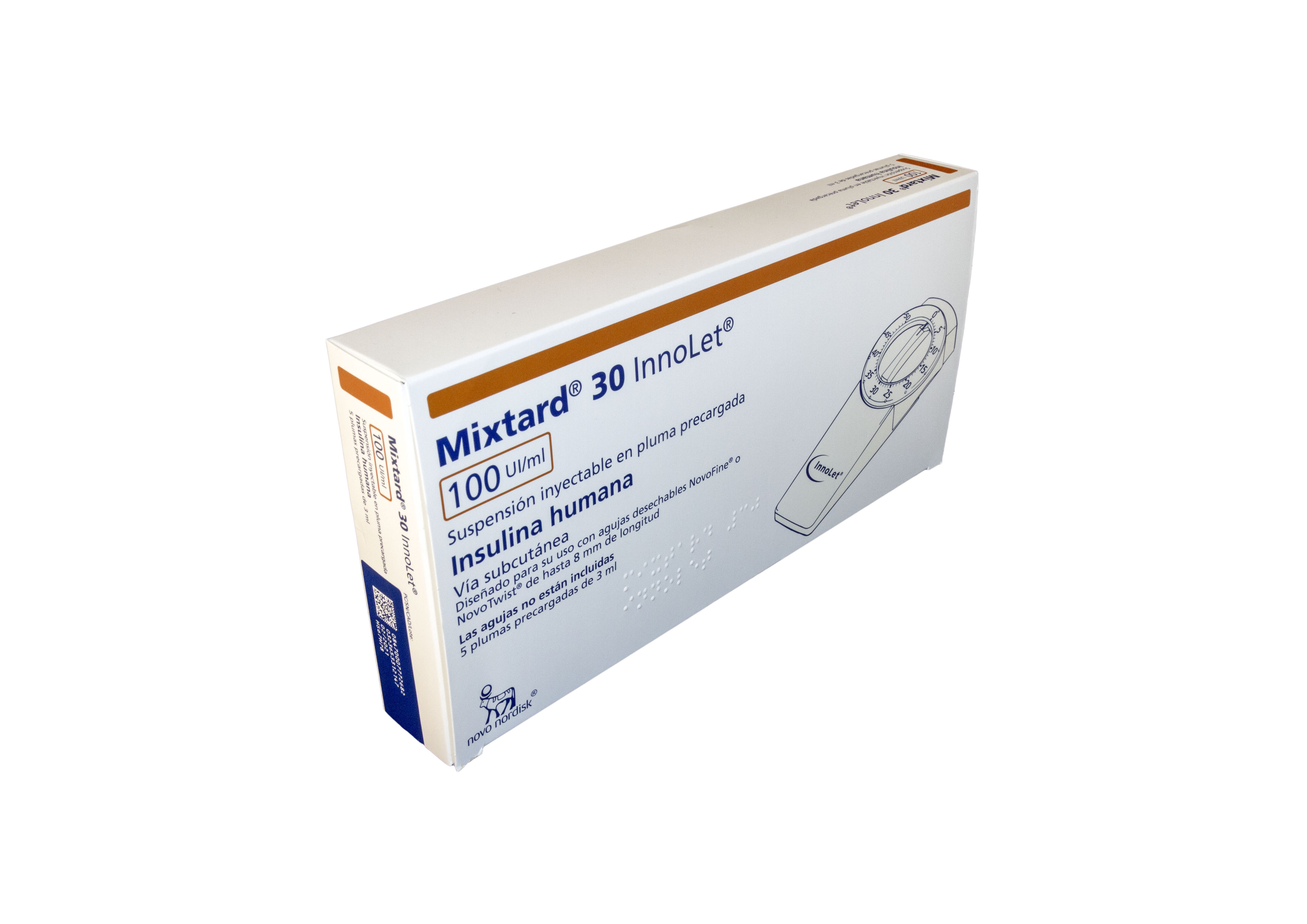 MIXTARD 30 INNOLET 100 UI/ml 5 PLUMAS PRECARGADAS SUSPENSION INYECTABLE 3 ml