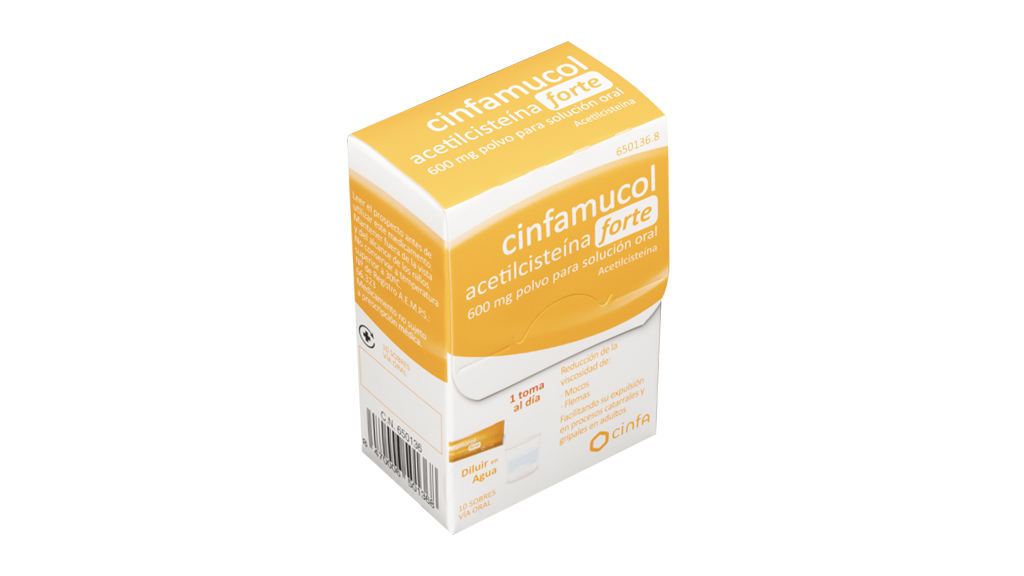 CINFAMUCOL ACETILCISTEINA FORTE 600 mg 10 SOBRES POLVO PARA SOLUCION ORAL