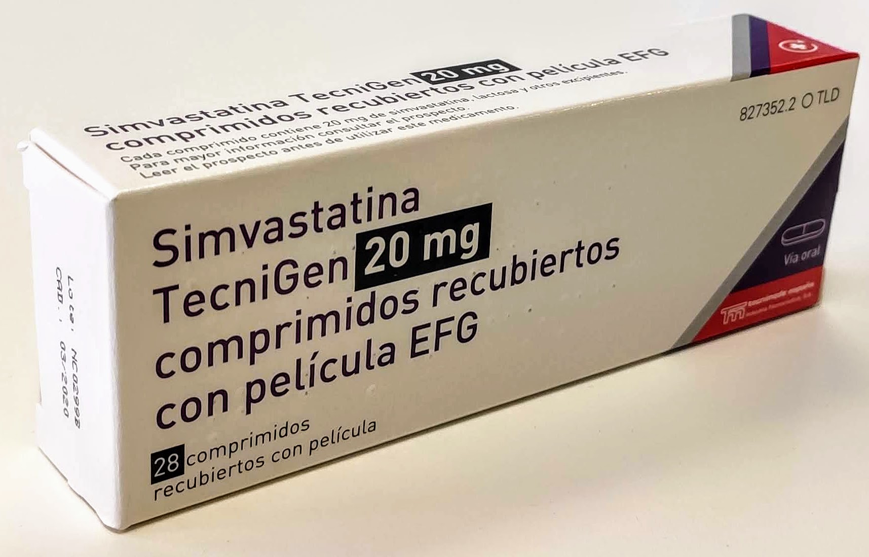 SIMVASTATINA TECNIGEN EFG 20 mg 28 COMPRIMIDOS RECUBIERTOS