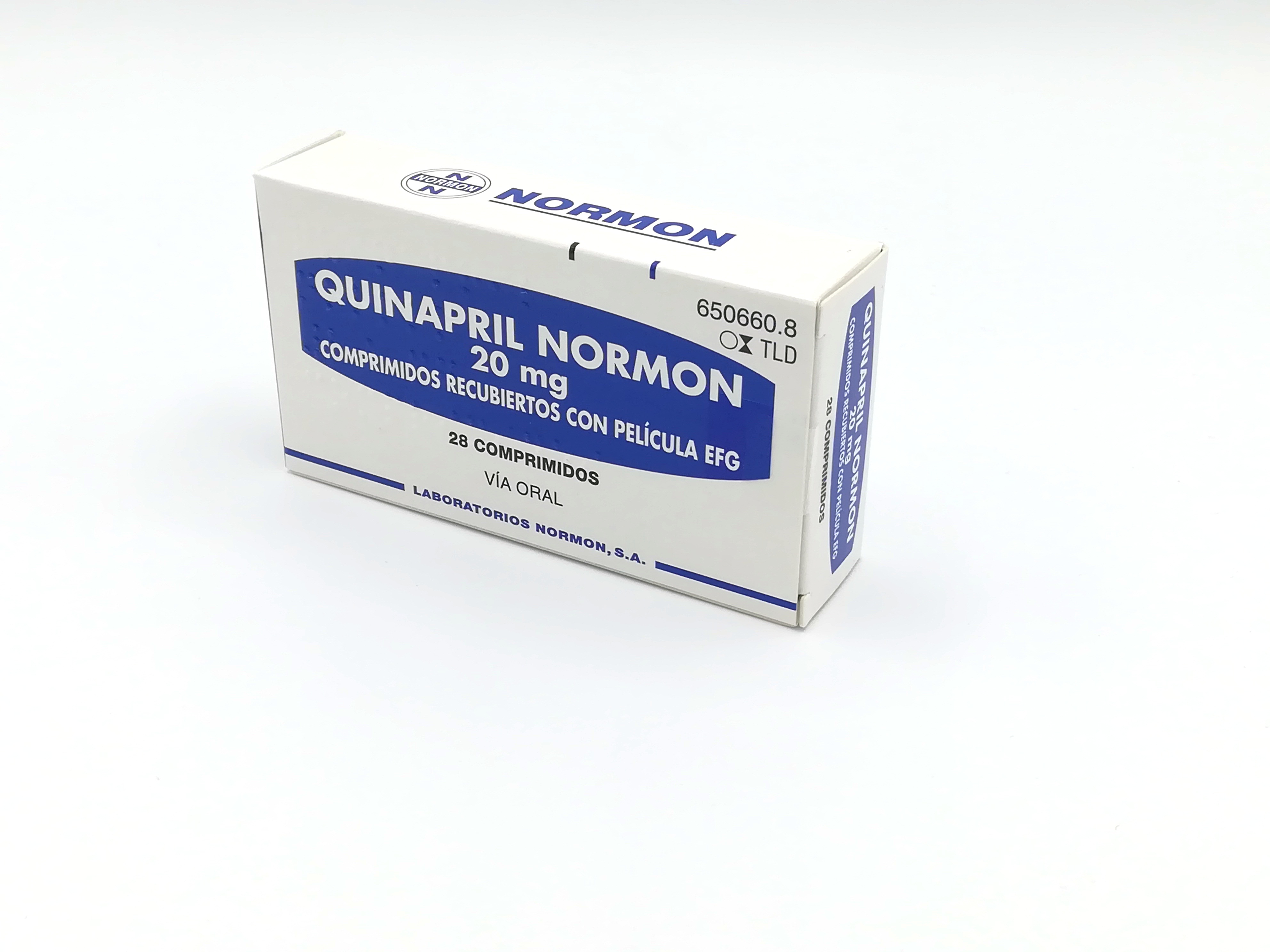 QUINAPRIL NORMON EFG 20 mg 500 COMPRIMIDOS RECUBIERTOS