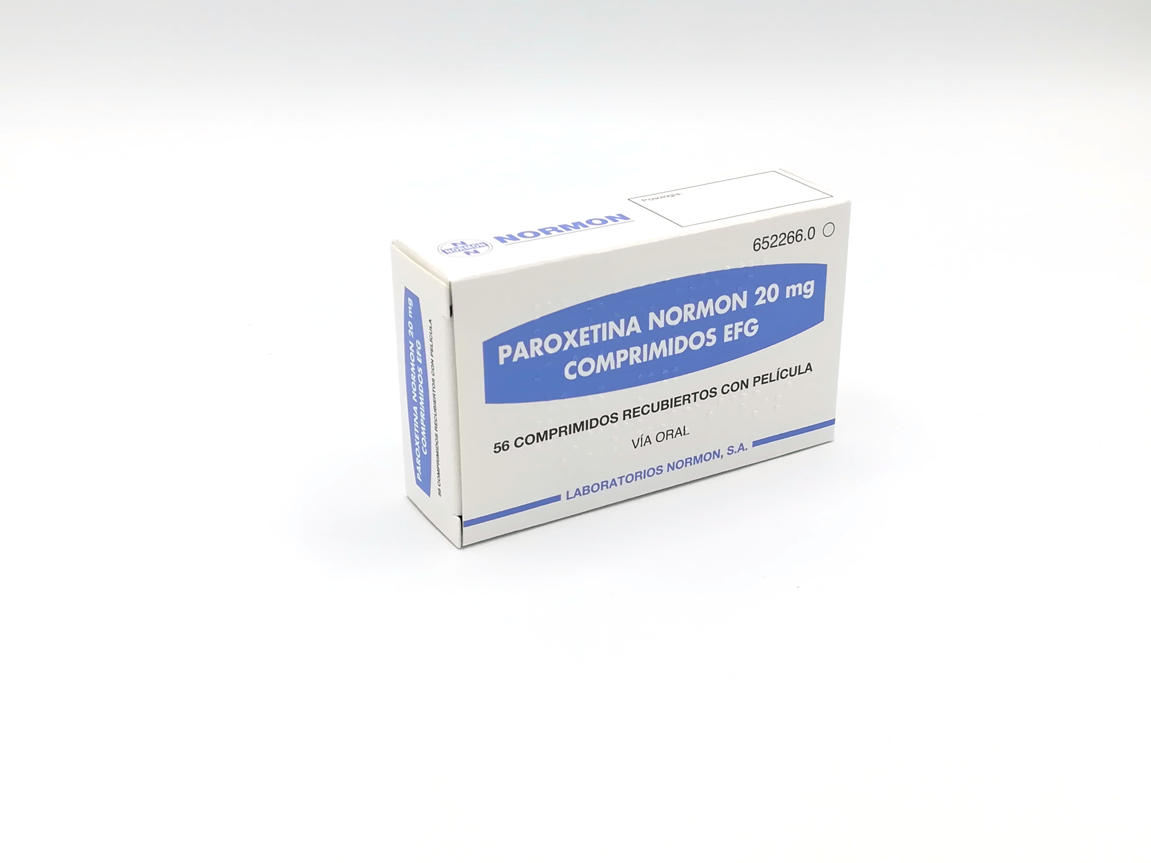 PAROXETINA NORMON EFG 20 mg 28 COMPRIMIDOS RECUBIERTOS - Farmacéuticos