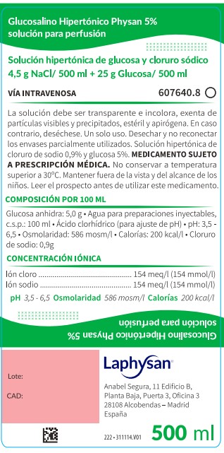 GLUCOSALINO HIPERTONICO PHYSAN 1 FRASCO SOLUCION PARA PERFUSION 500 ml