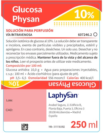 GLUCOSA PHYSAN 10% 30 BOLSAS SOLUCION PARA PERFUSION 250 ml PP