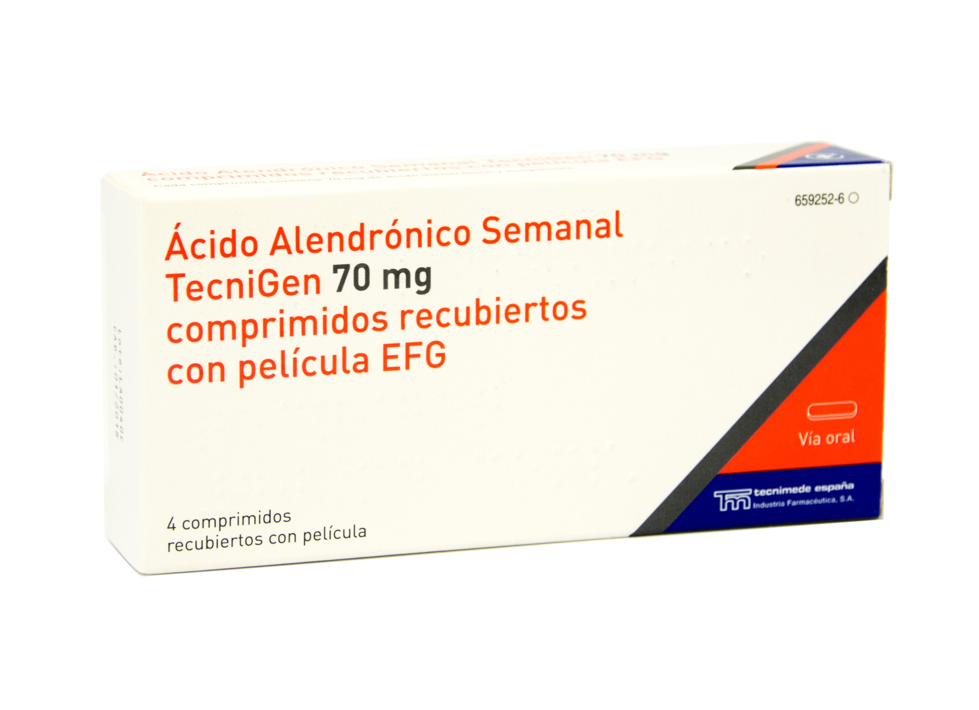 ACIDO ALENDRONICO SEMANAL TECNIGEN EFG 70 mg 4 COMPRIMIDOS RECUBIERTOS