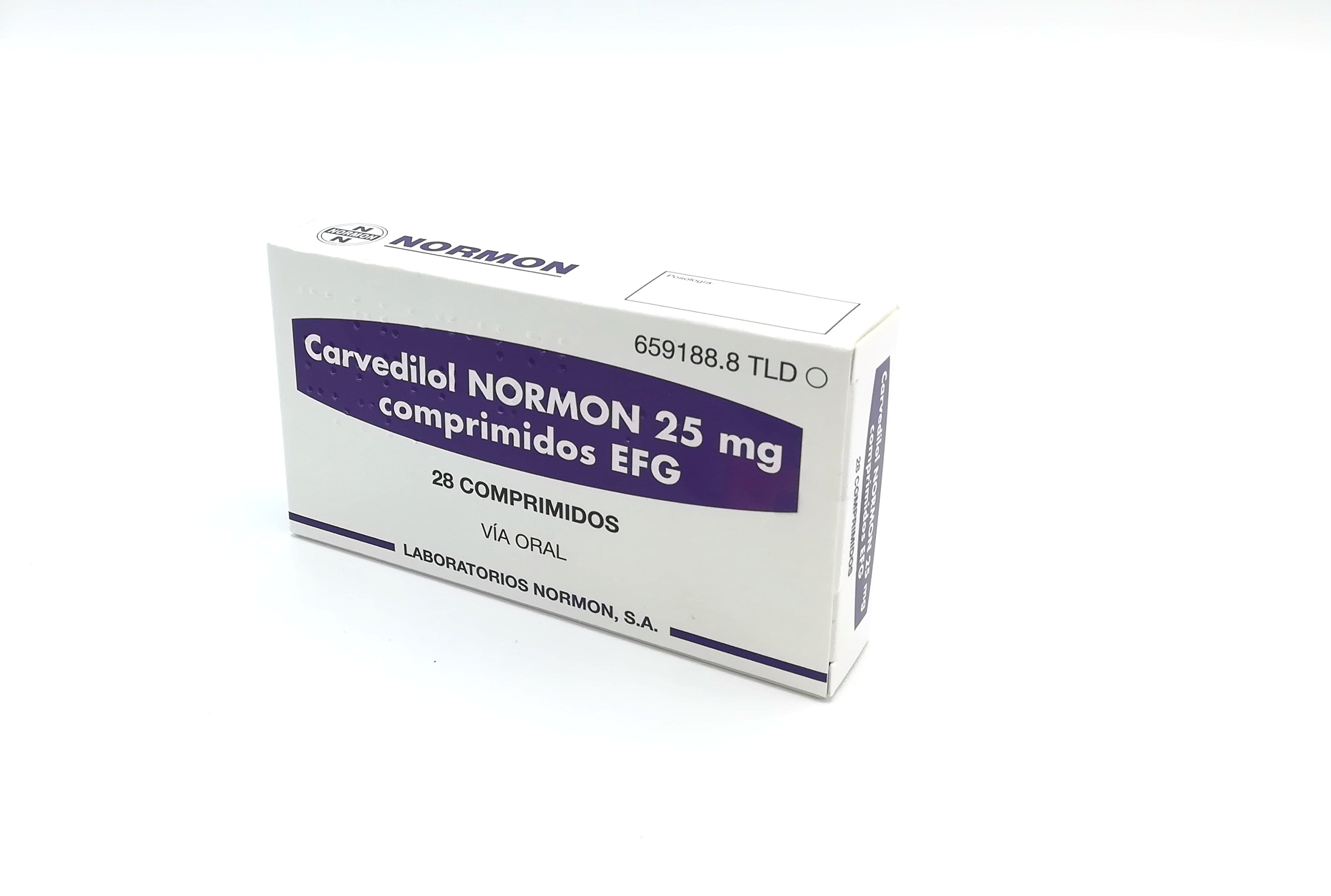 CARVEDILOL NORMON EFG 25 mg 500 COMPRIMIDOS