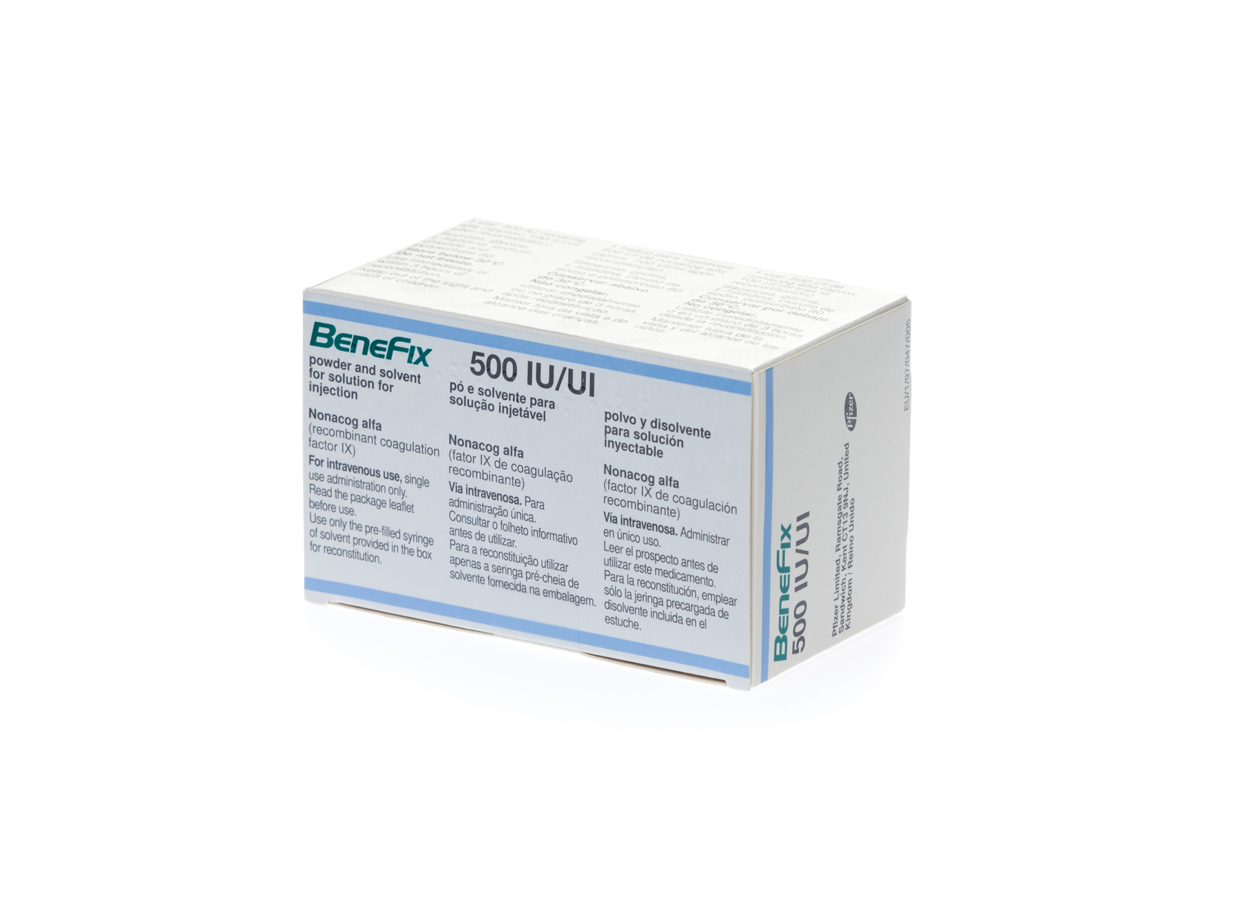 BENEFIX 500 UI 1 VIAL POLVO PARA SOLUCION PARA PERFUSION + 1 JERINGA PRECARGADA DISOLVENTE