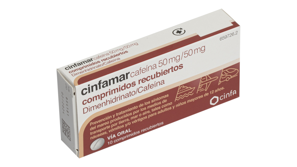 CINFAMAR CAFEINA 50 mg/50 mg 10 COMPRIMIDOS RECUBIERTOS