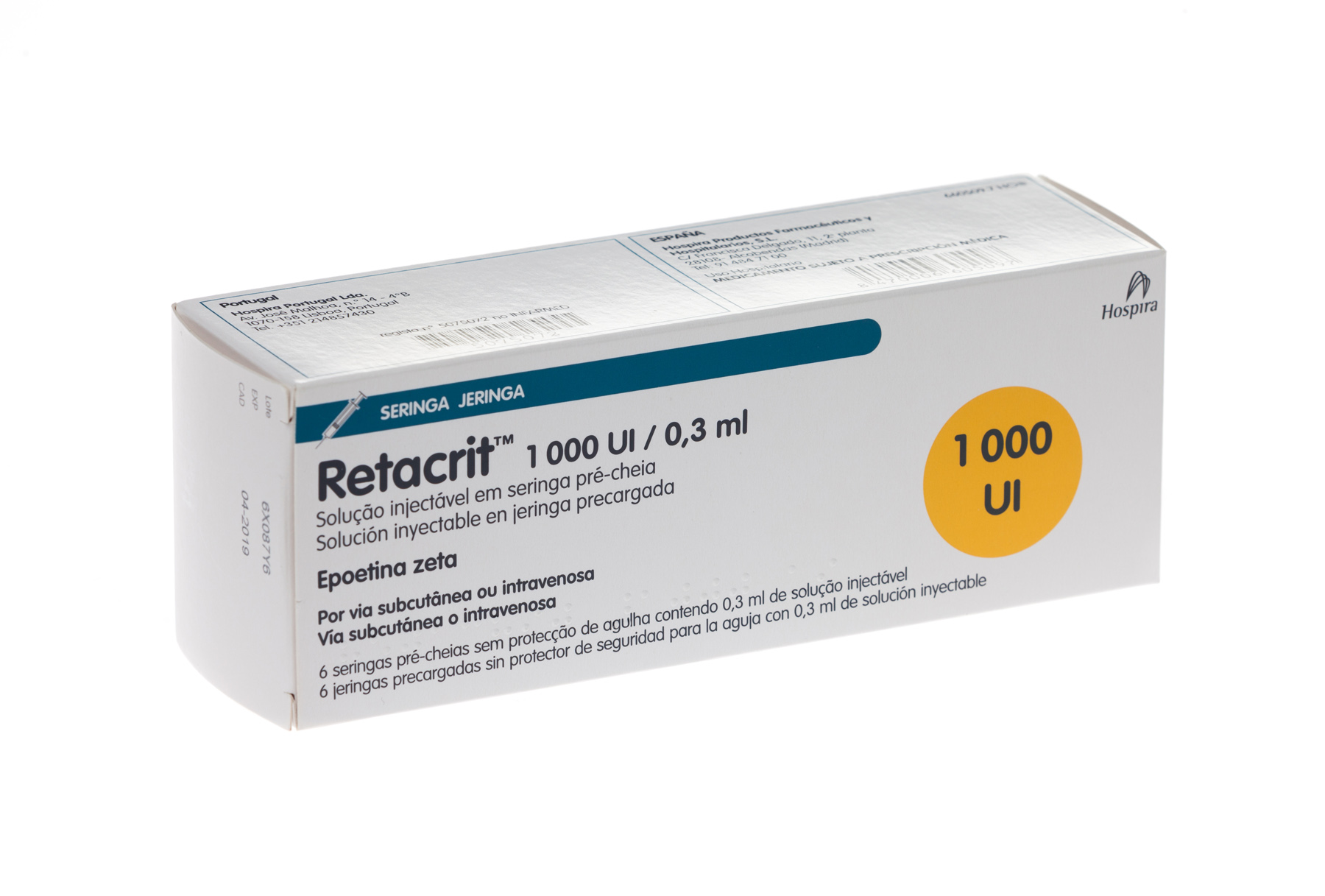 RETACRIT 1000 UI 6 JERINGAS PRECARGADAS SOLUCION INYECTABLE 0,3 ml