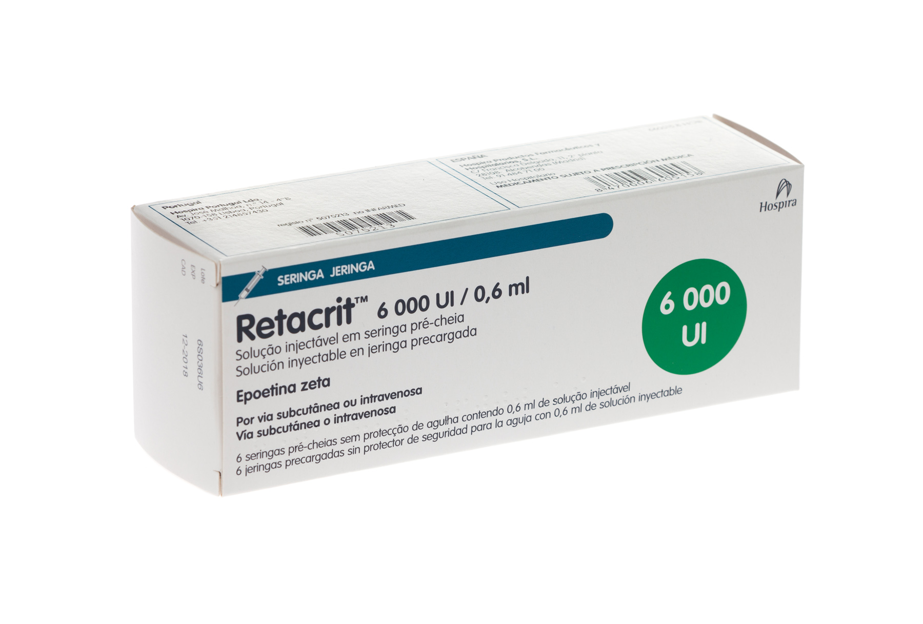 RETACRIT 6000 UI 6 JERINGAS PRECARGADAS SOLUCION INYECTABLE 0,6 ml