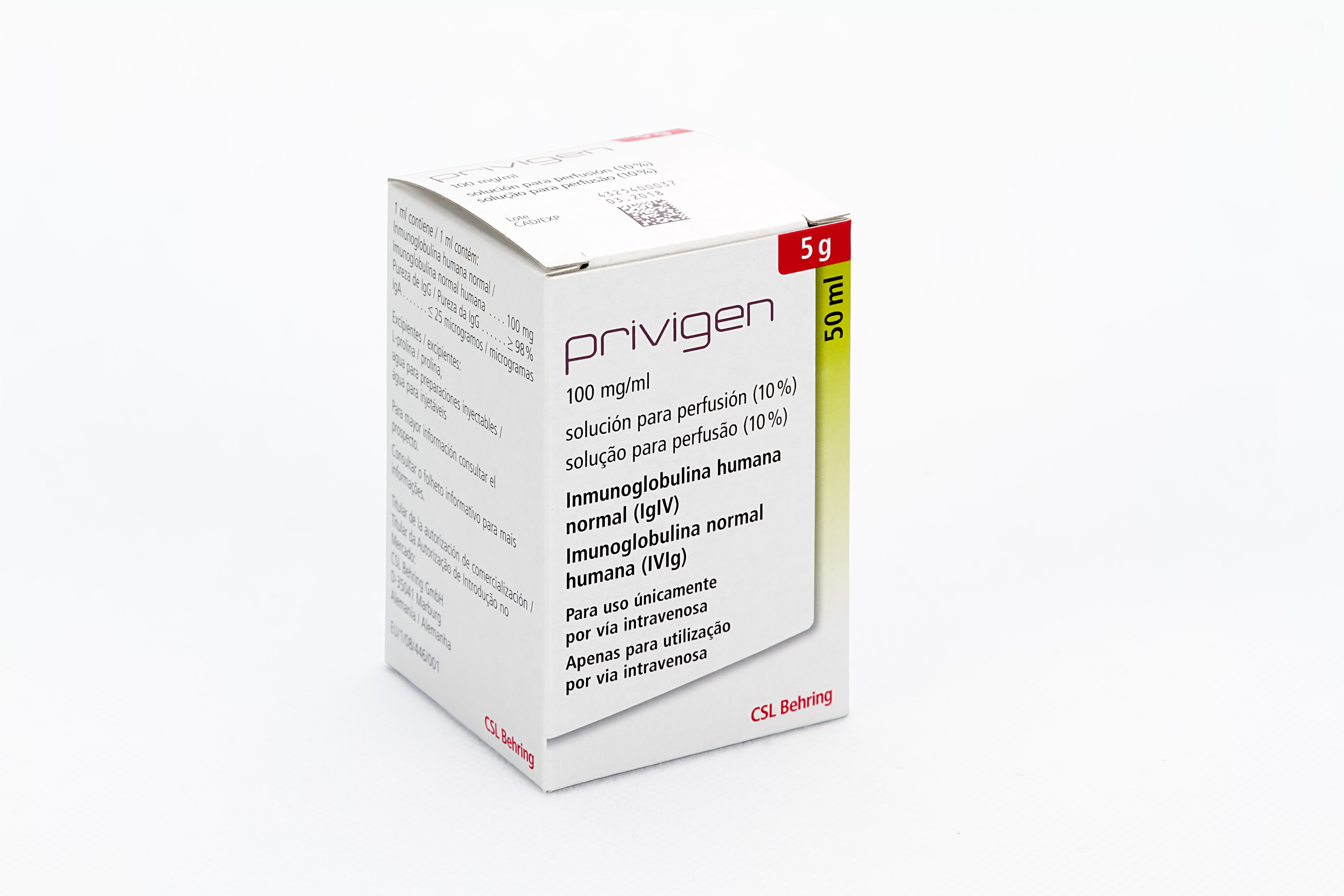 PRIVIGEN 100 mg/ml 1 VIAL SOLUCION PARA PERFUSION 50 ml