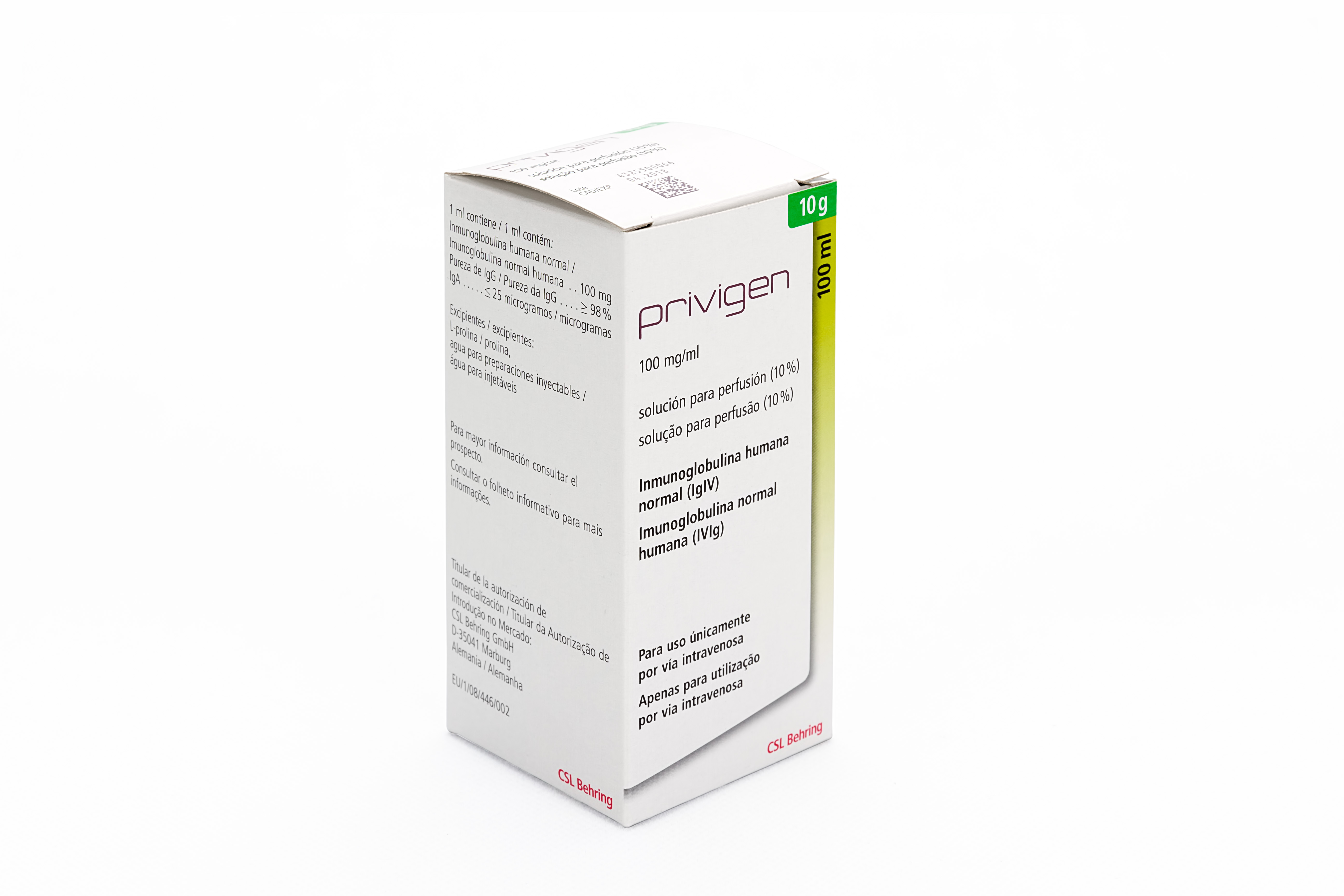 PRIVIGEN 100 mg/ml 1 VIAL SOLUCION PARA PERFUSION 100 ml