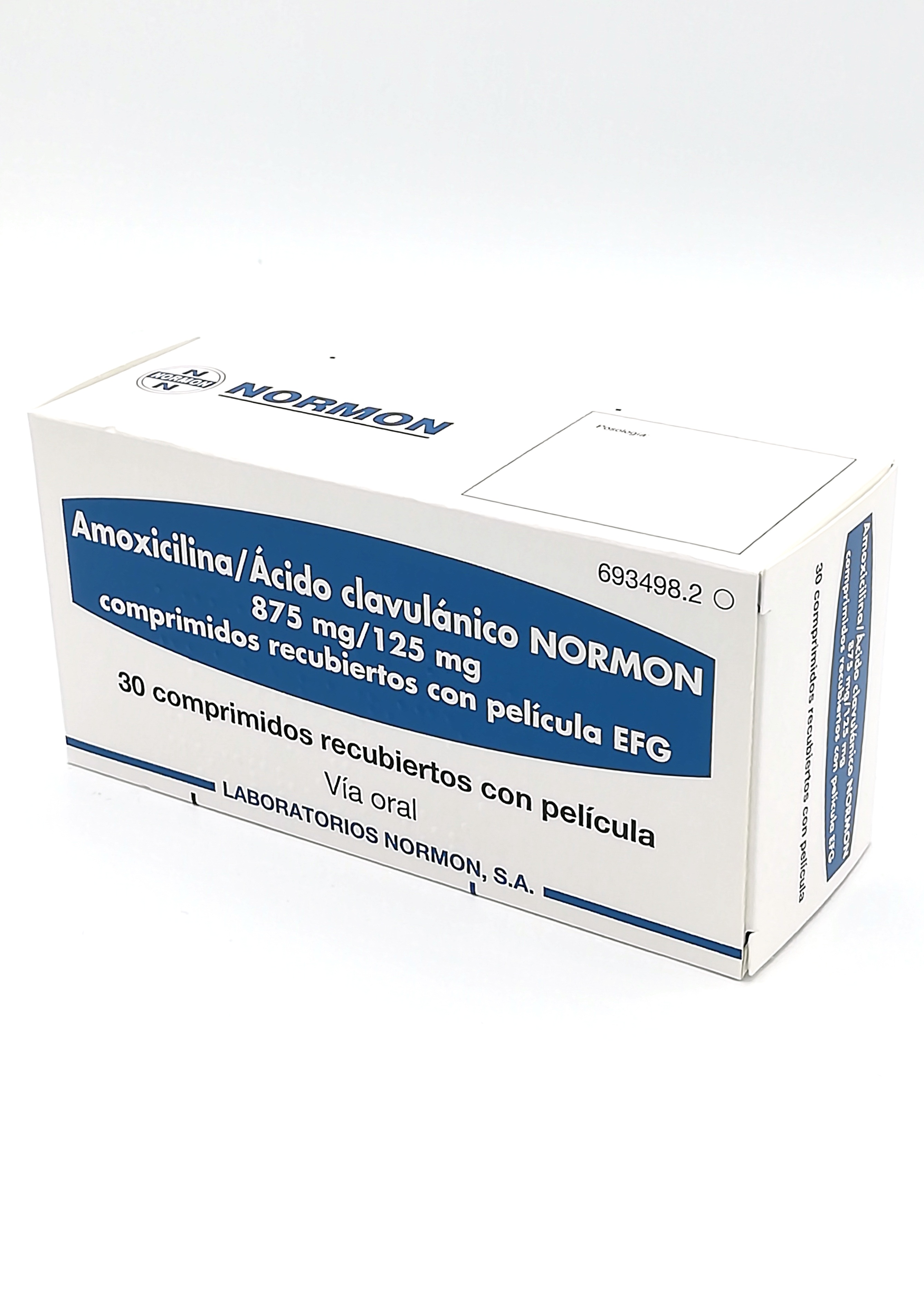 AMOXICILINA/ACIDO CLAVULANICO NORMON EFG 875 mg/125 mg 30 COMPRIMIDOS  RECUBIERTOS - Farmacéuticos