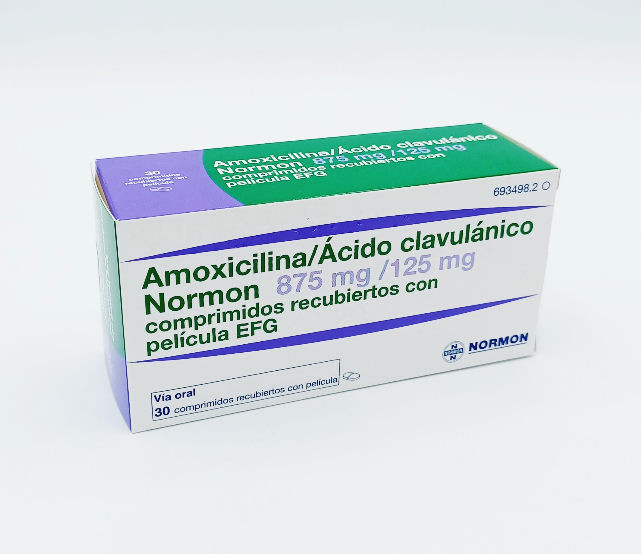 AMOXICILINA/ACIDO CLAVULANICO NORMON EFG 875 mg/125 mg 30 COMPRIMIDOS RECUBIERTOS