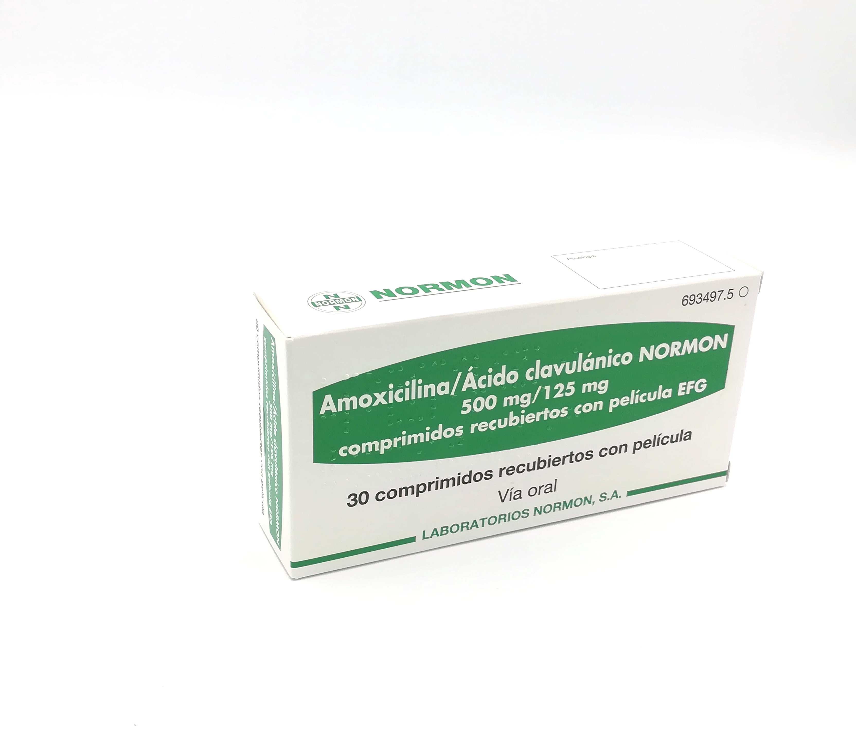 comerciante profundo puenting AMOXICILINA/ACIDO CLAVULANICO NORMON EFG 500 mg/125 mg 500 COMPRIMIDOS  RECUBIERTOS - Farmacéuticos