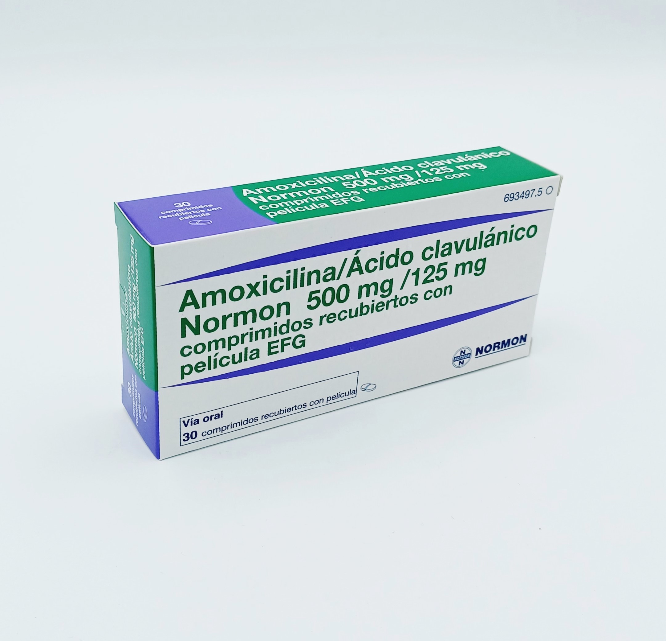 AMOXICILINA/ACIDO CLAVULANICO NORMON EFG 500 mg/125 mg 30 COMPRIMIDOS RECUBIERTOS