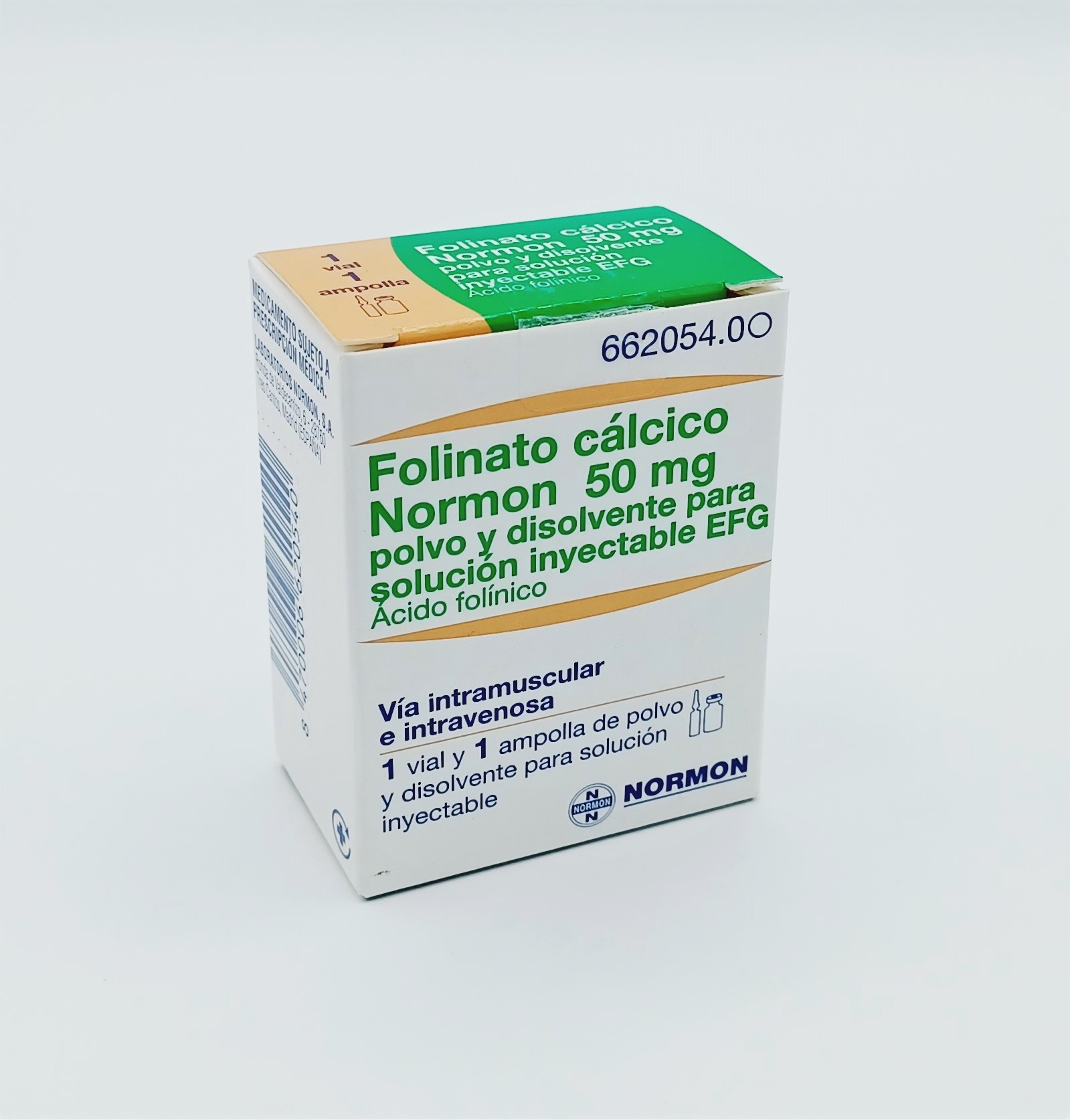 FOLINATO CALCICO NORMON EFG 50 mg 1 VIAL POLVO PARA SOLUCION INYECTABLE + 1 AMPOLLA DISOLVENTE 5 ml