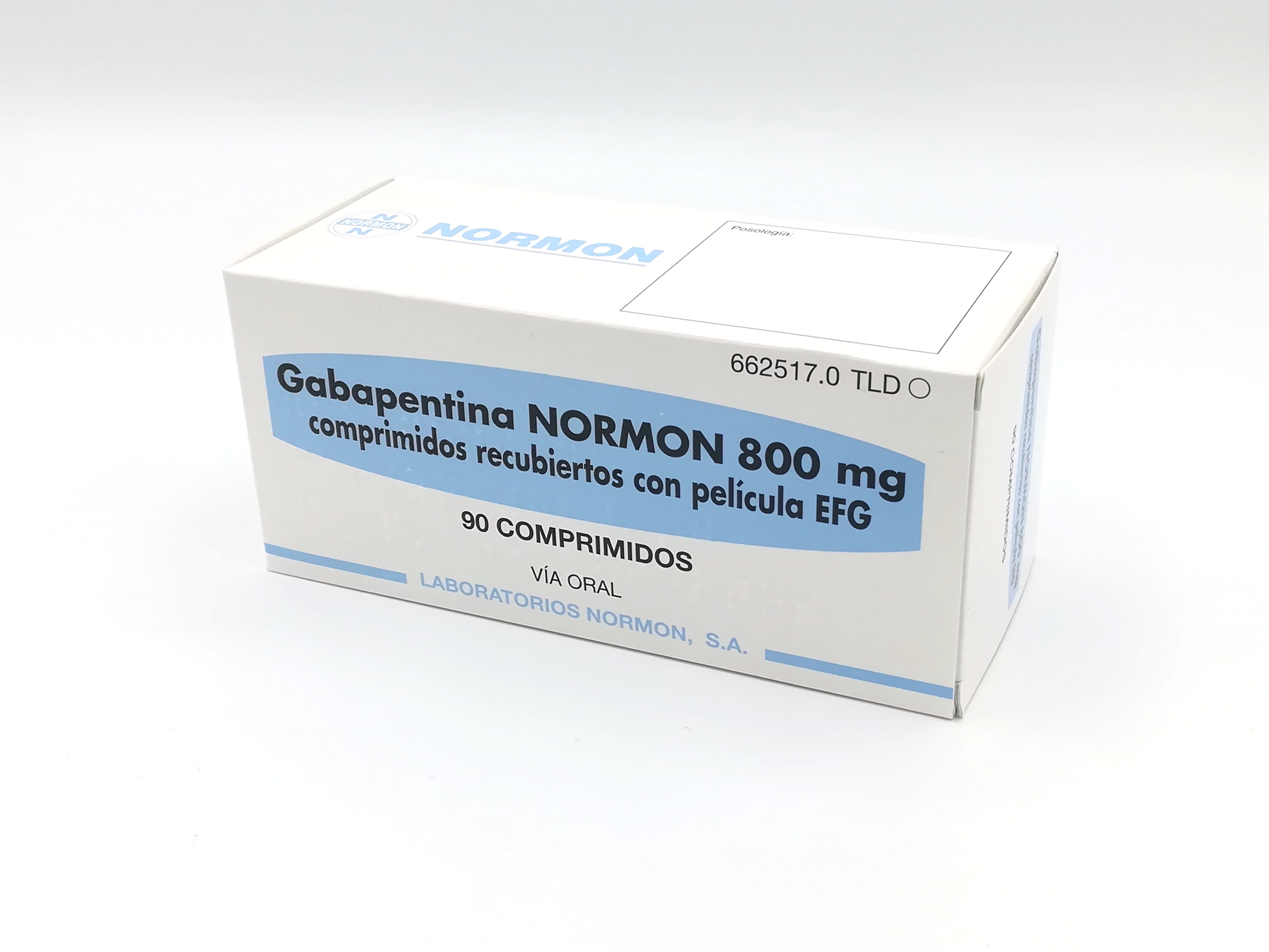 GABAPENTINA NORMON EFG 800 mg 500 COMPRIMIDOS RECUBIERTOS