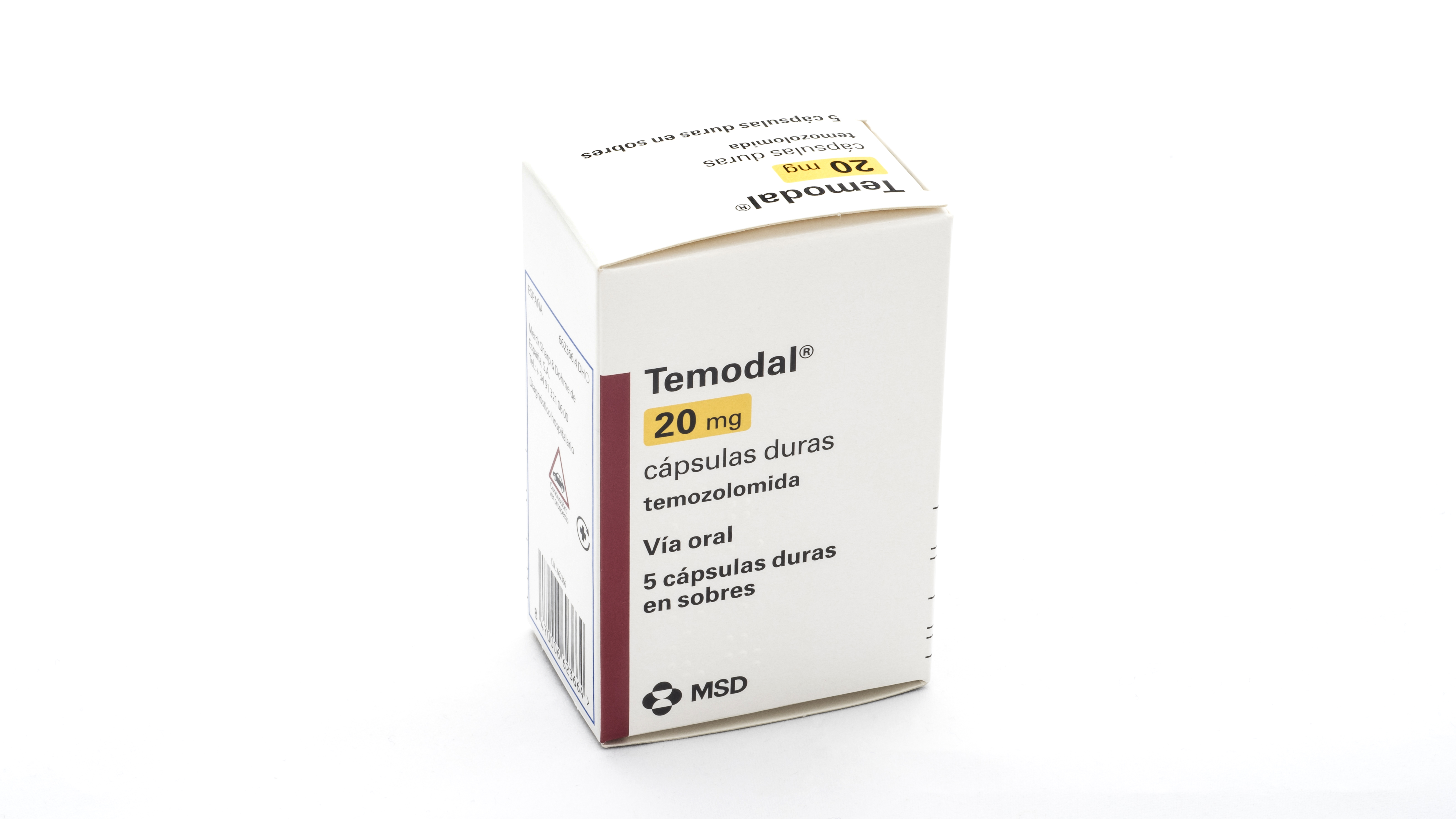 TEMODAL 20 mg 5 CAPSULAS SOBRES