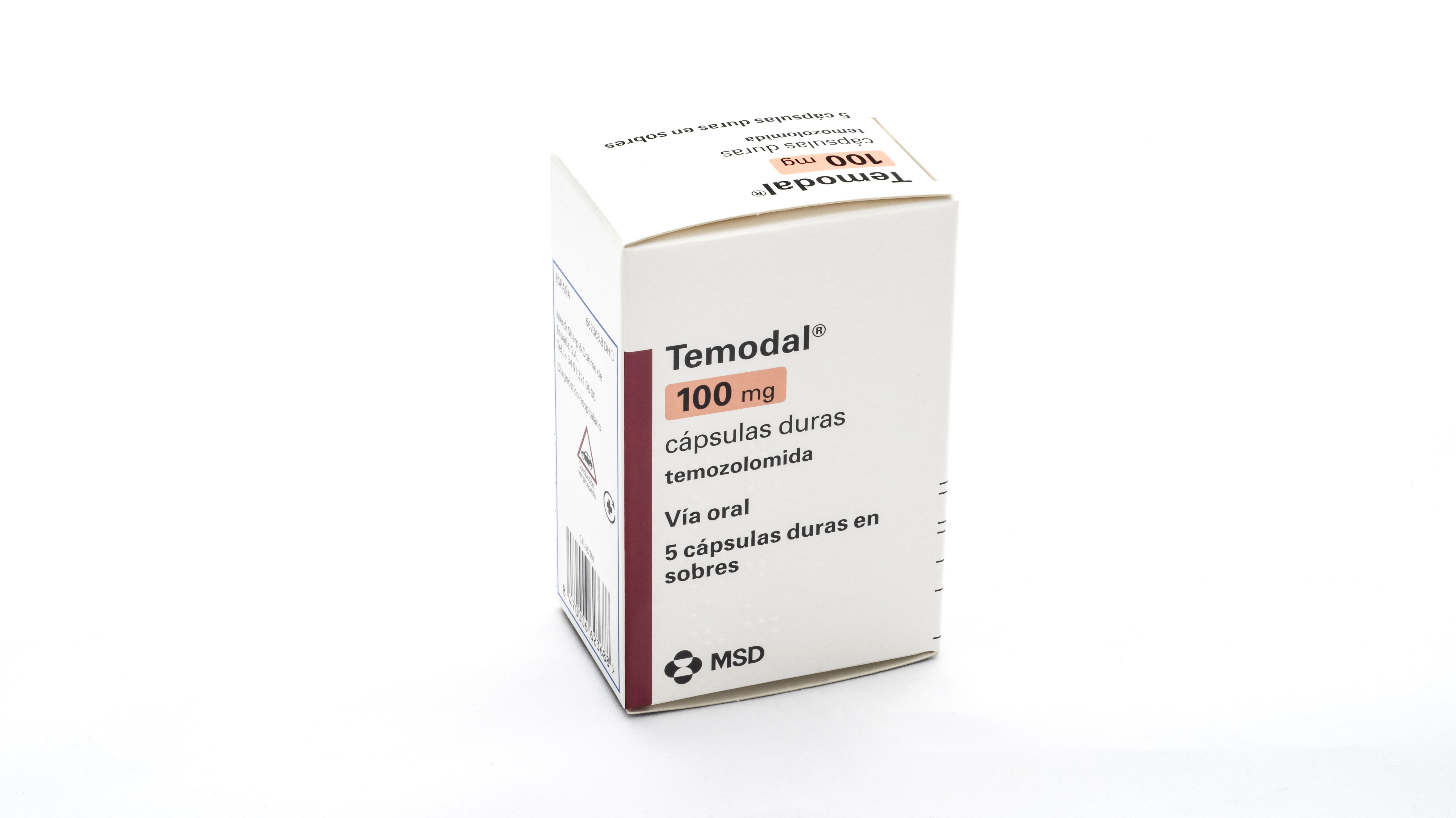 TEMODAL 100 mg 5 CAPSULAS SOBRES