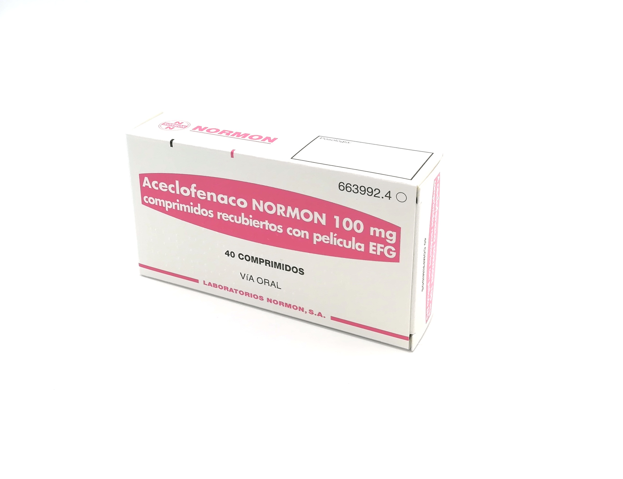 ACECLOFENACO NORMON EFG 100 mg 40 COMPRIMIDOS RECUBIERTOS