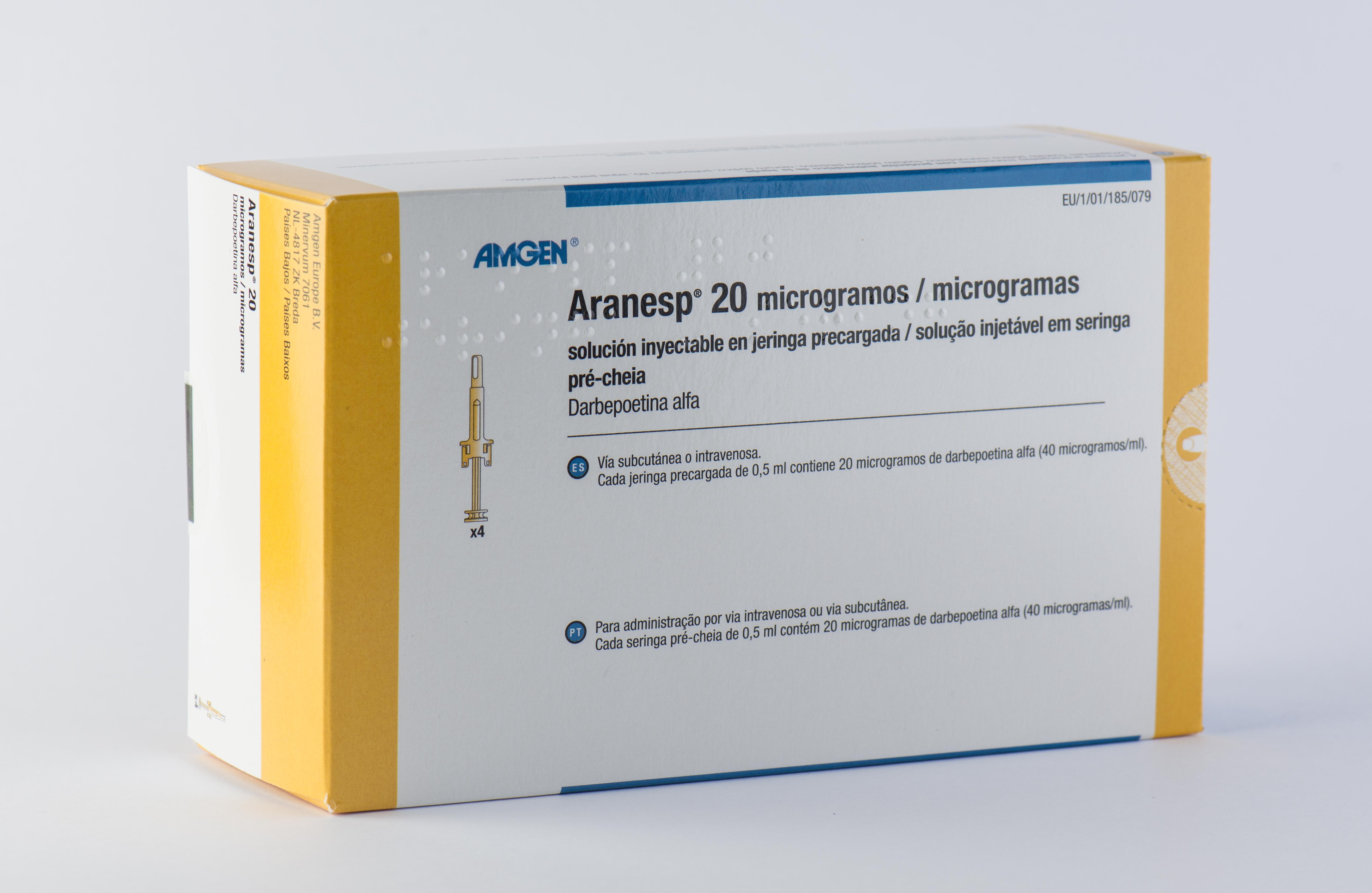 ARANESP 20 microgramos 4 JERINGAS PRECARGADAS SOLUCION INYECTABLE 0,5 ml CON PROTECTOR