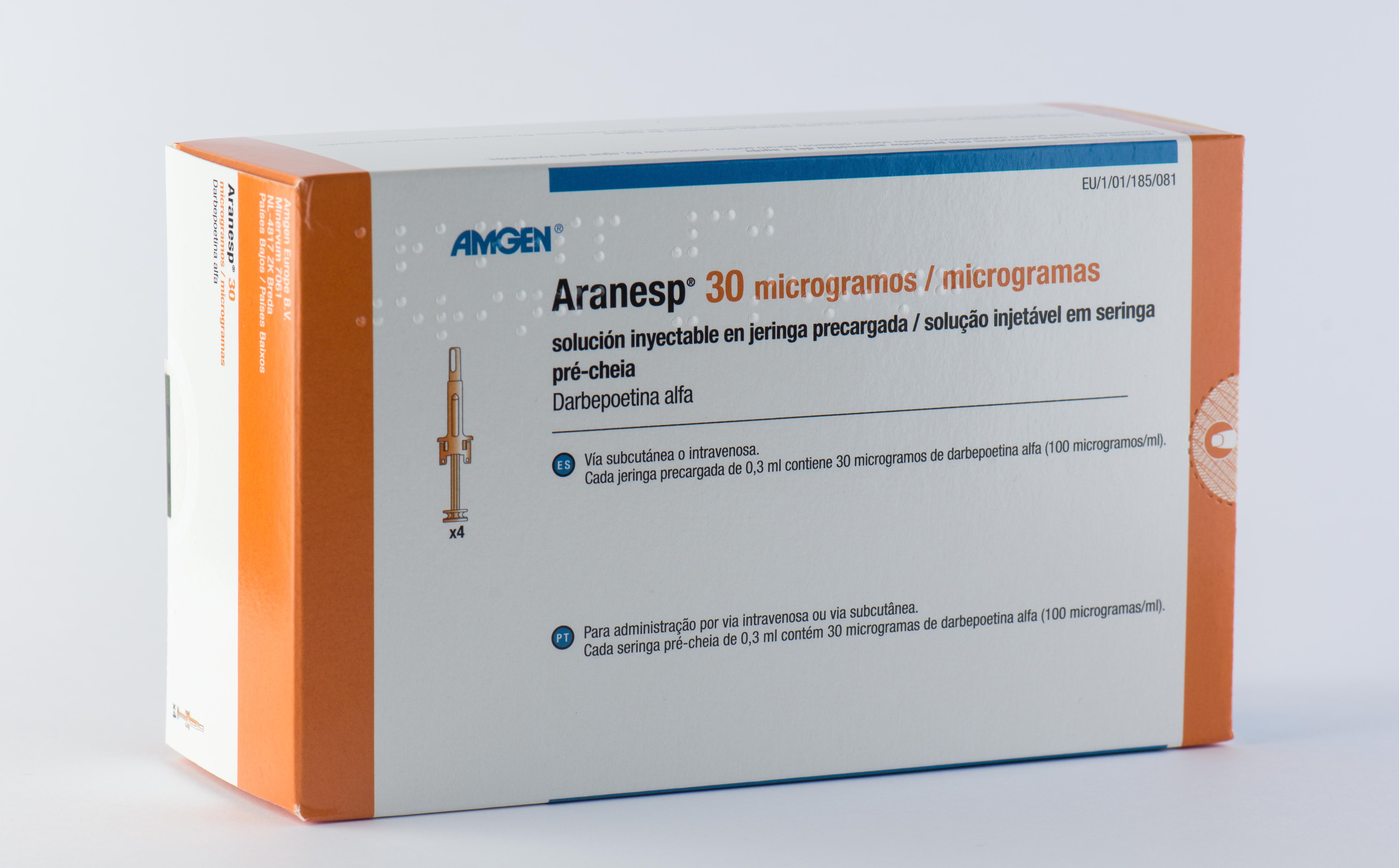 ARANESP 30 microgramos 4 JERINGAS PRECARGADAS SOLUCION INYECTABLE 0,3 ml CON PROTECTOR