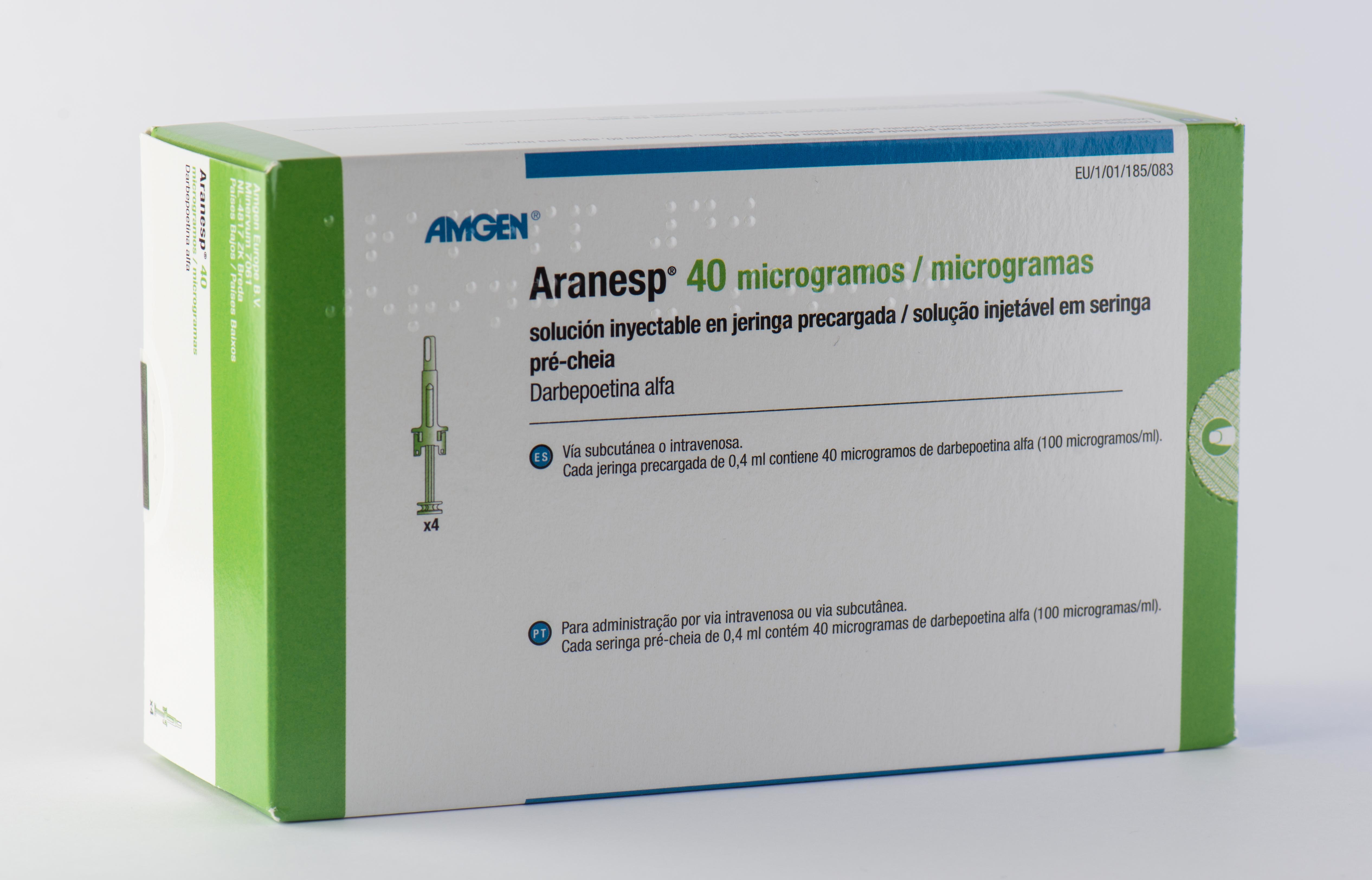 ARANESP 40 microgramos 4 JERINGAS PRECARGADAS SOLUCION INYECTABLE 0,4 ml CON PROTECTOR