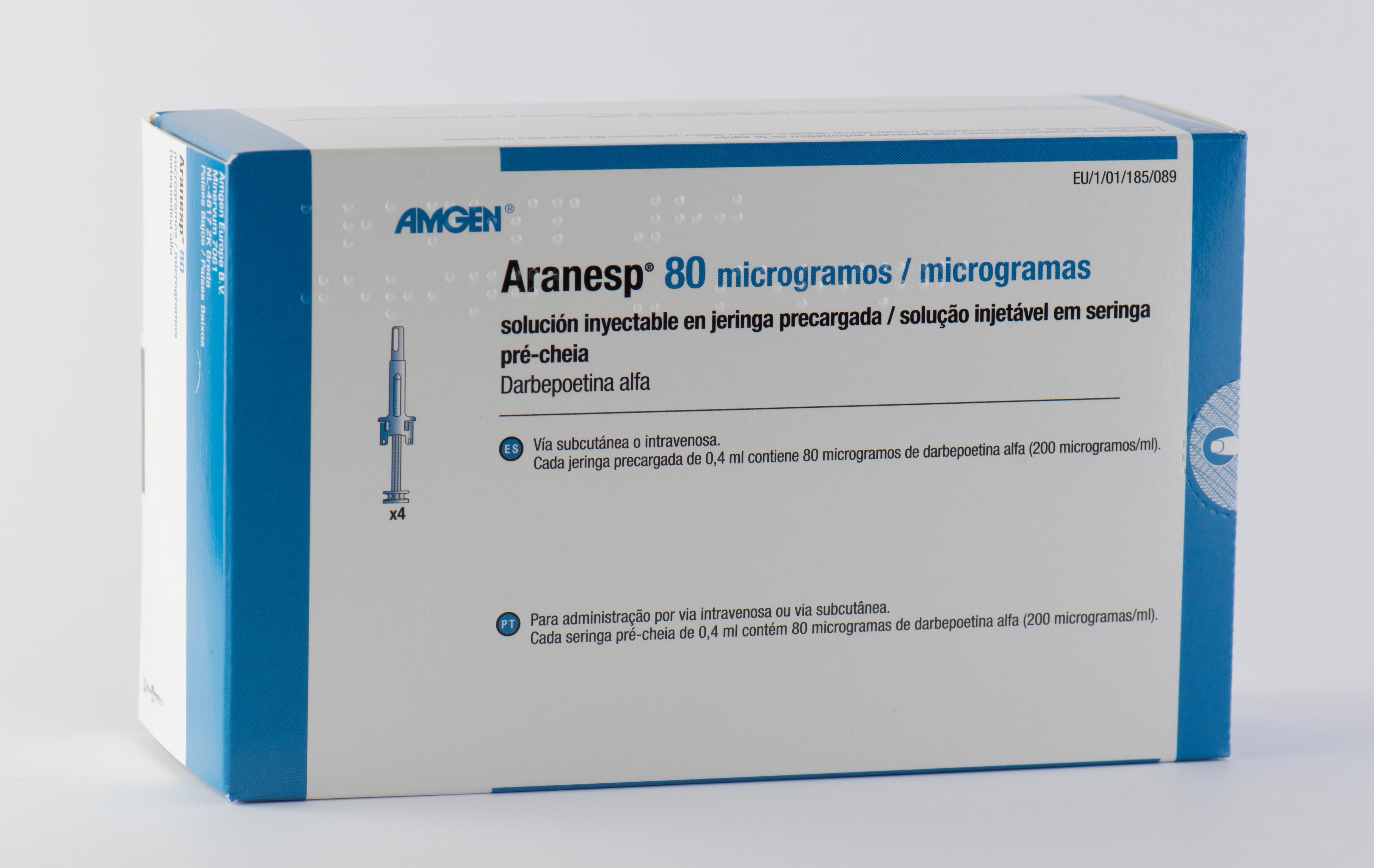 ARANESP 80 microgramos 4 JERINGAS PRECARGADAS SOLUCION INYECTABLE 0,4 ml CON PROTECTOR