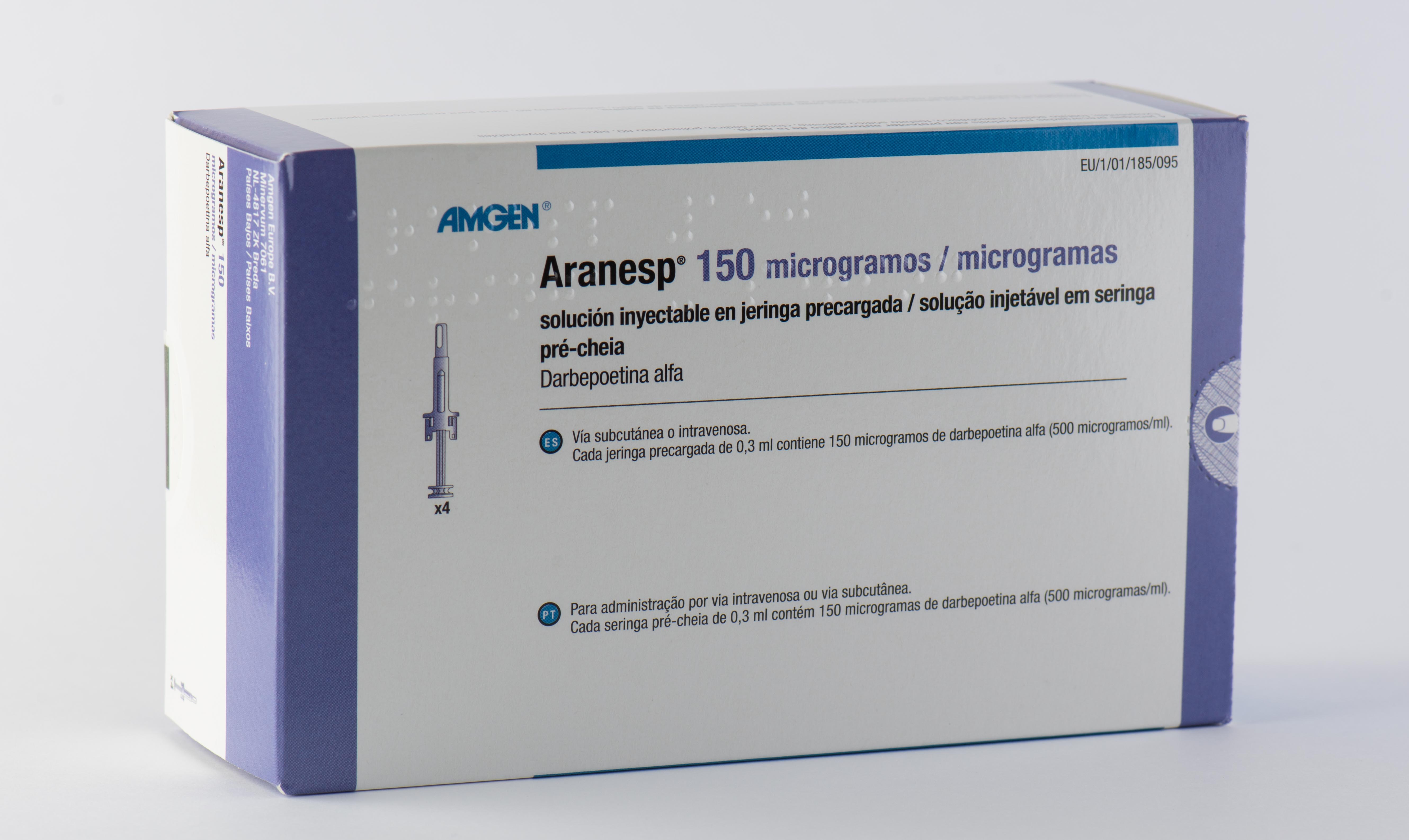 ARANESP 150 microgramos 4 JERINGAS PRECARGADAS SOLUCION INYECTABLE 0,3 ml CON PROTECTOR