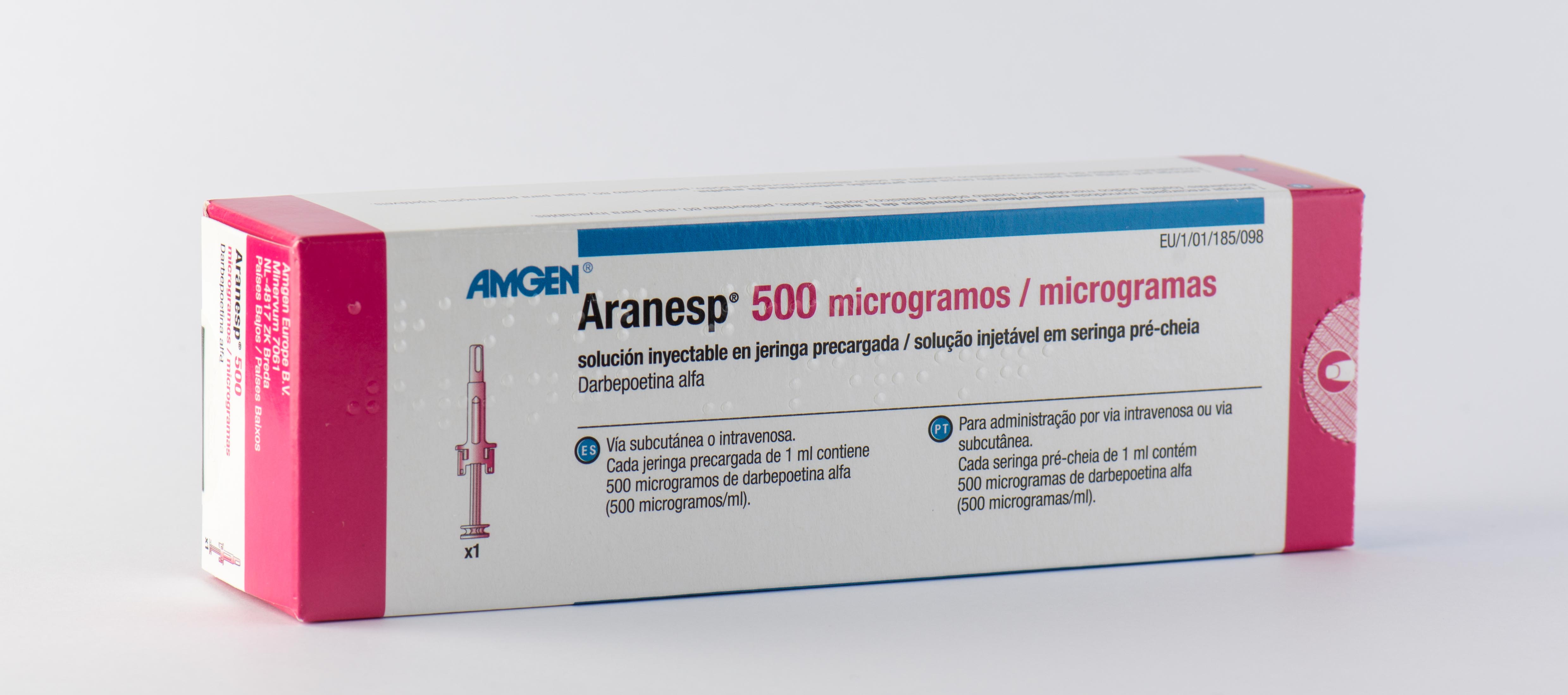 ARANESP 500 microgramos 1 JERINGA PRECARGADA SOLUCION INYECTABLE 1 ml CON PROTECTOR