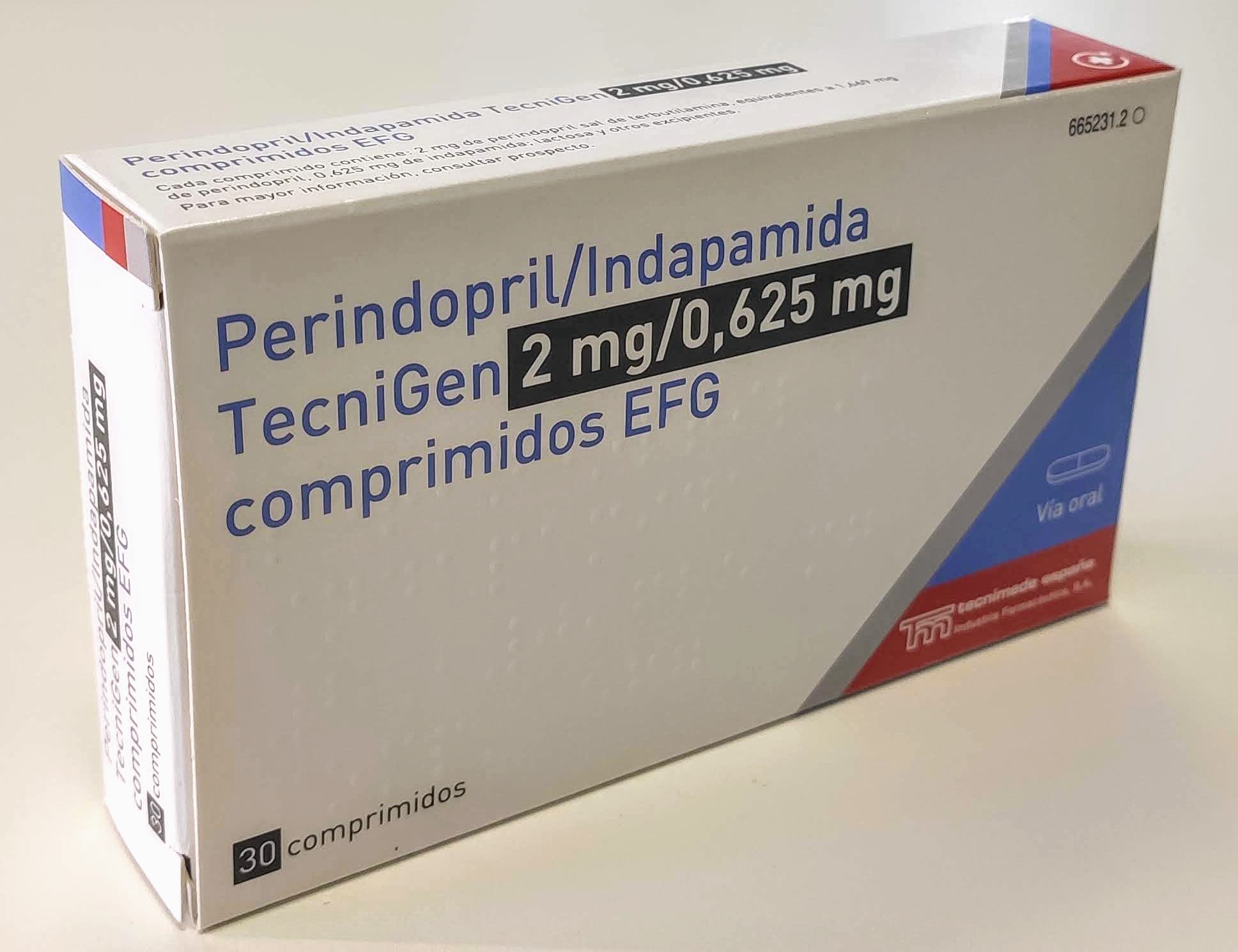 PERINDOPRIL/INDAPAMIDA TECNIGEN EFG 2 mg/0,625 mg 30 COMPRIMIDOS