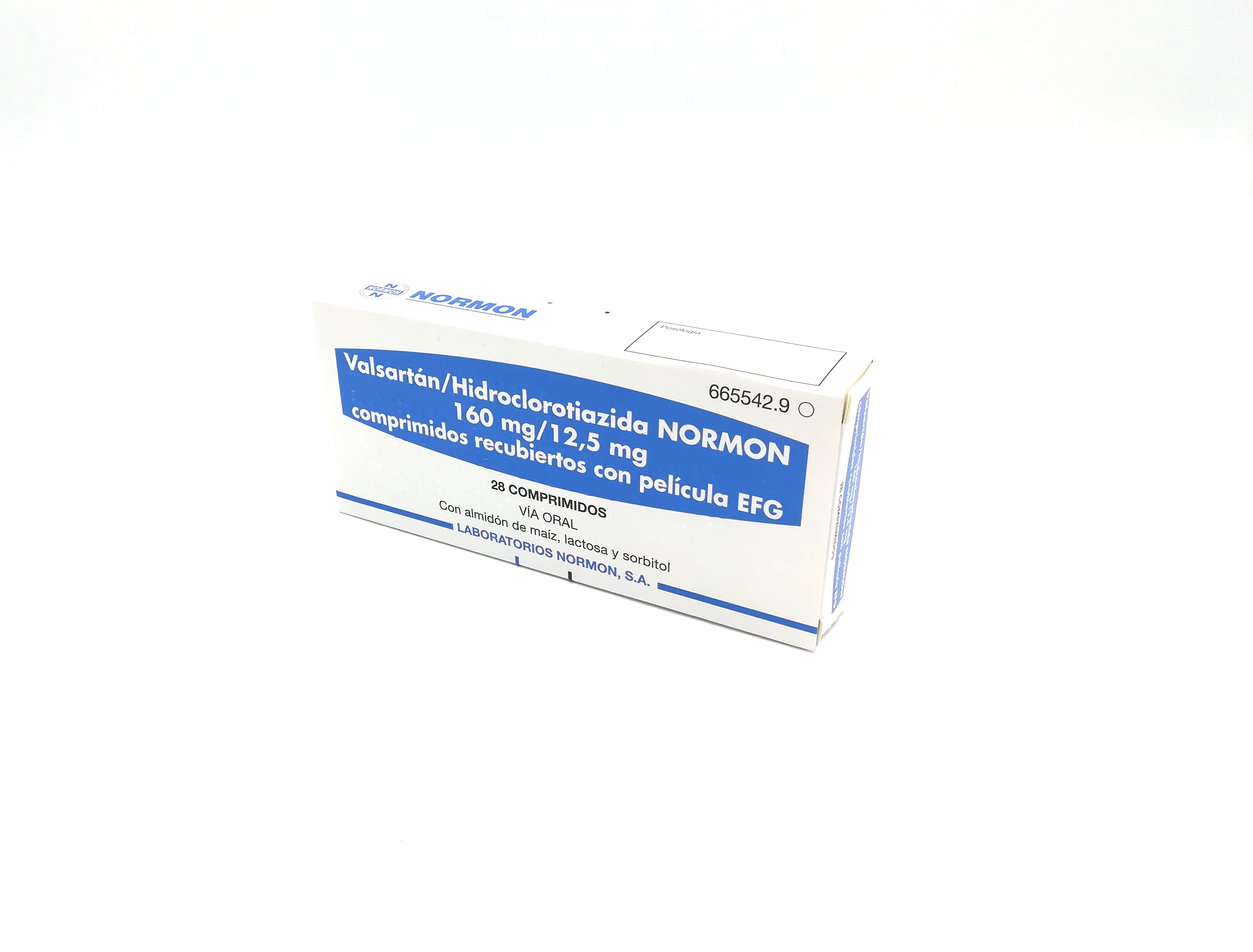 VALSARTAN/HIDROCLOROTIAZIDA NORMON EFG 160 mg/12,5 mg 28 COMPRIMIDOS RECUBIERTOS