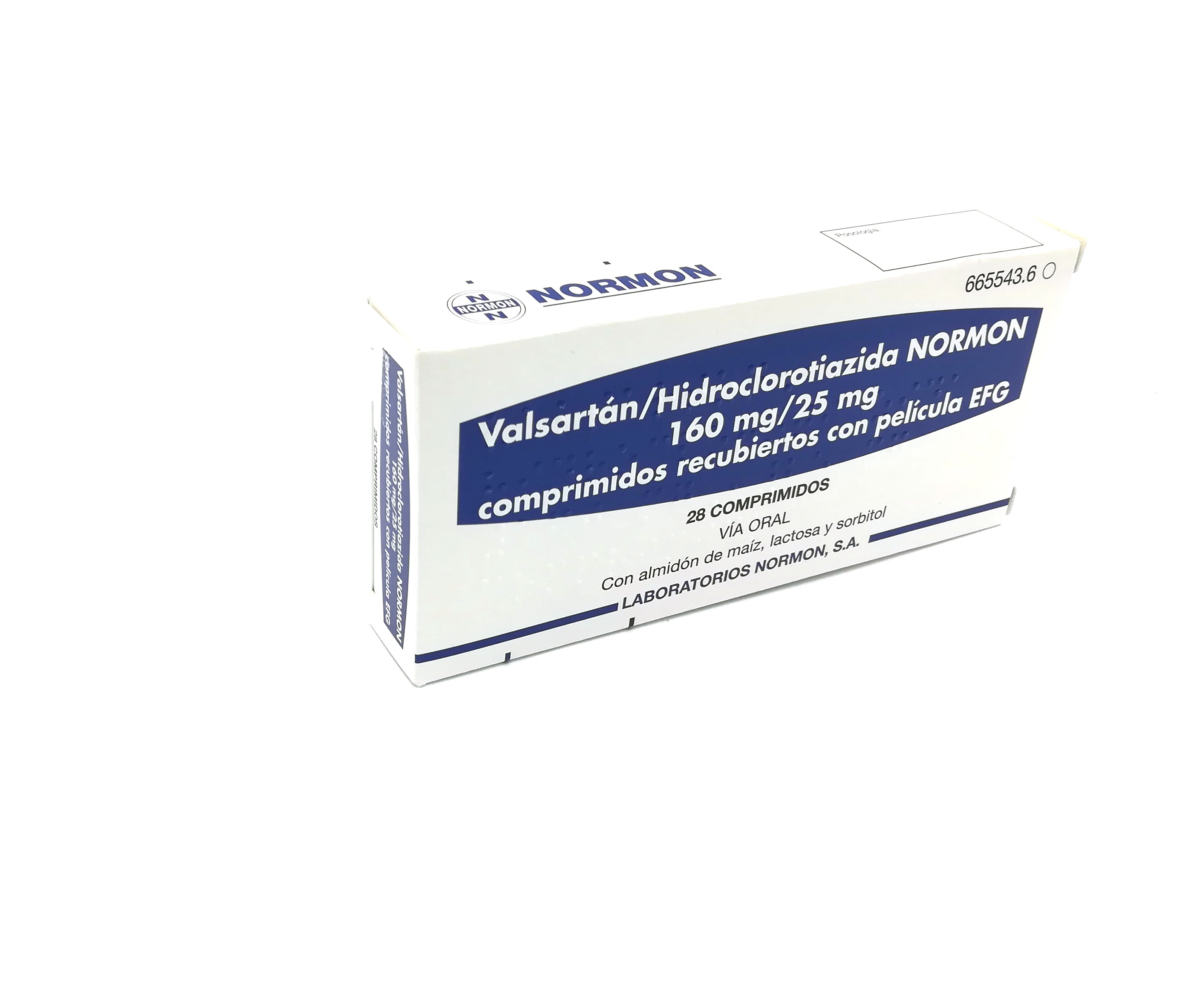 VALSARTAN/HIDROCLOROTIAZIDA NORMON EFG 160 mg/25 mg 28 COMPRIMIDOS RECUBIERTOS