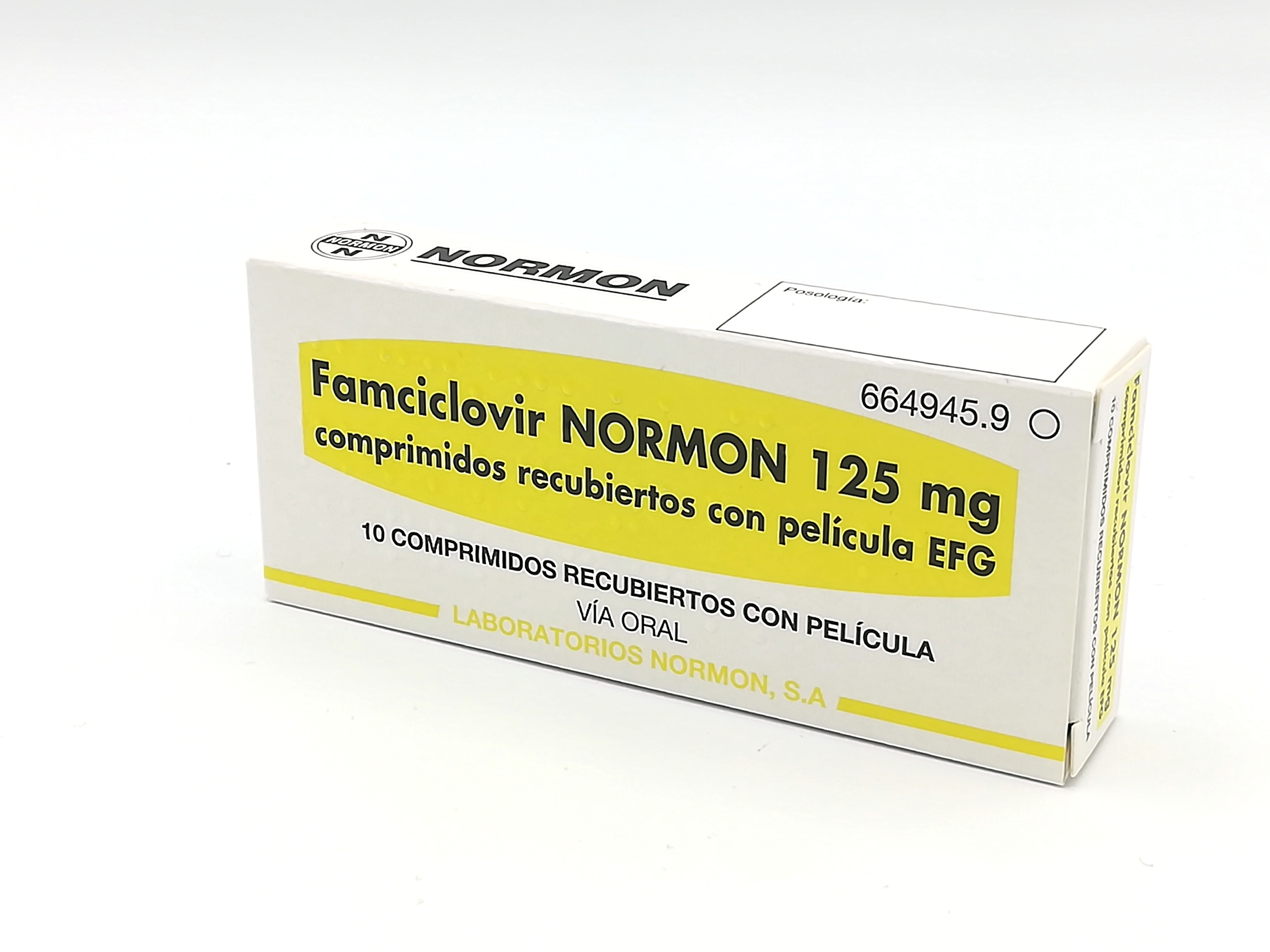 FAMCICLOVIR NORMON EFG 125 mg 10 COMPRIMIDOS RECUBIERTOS